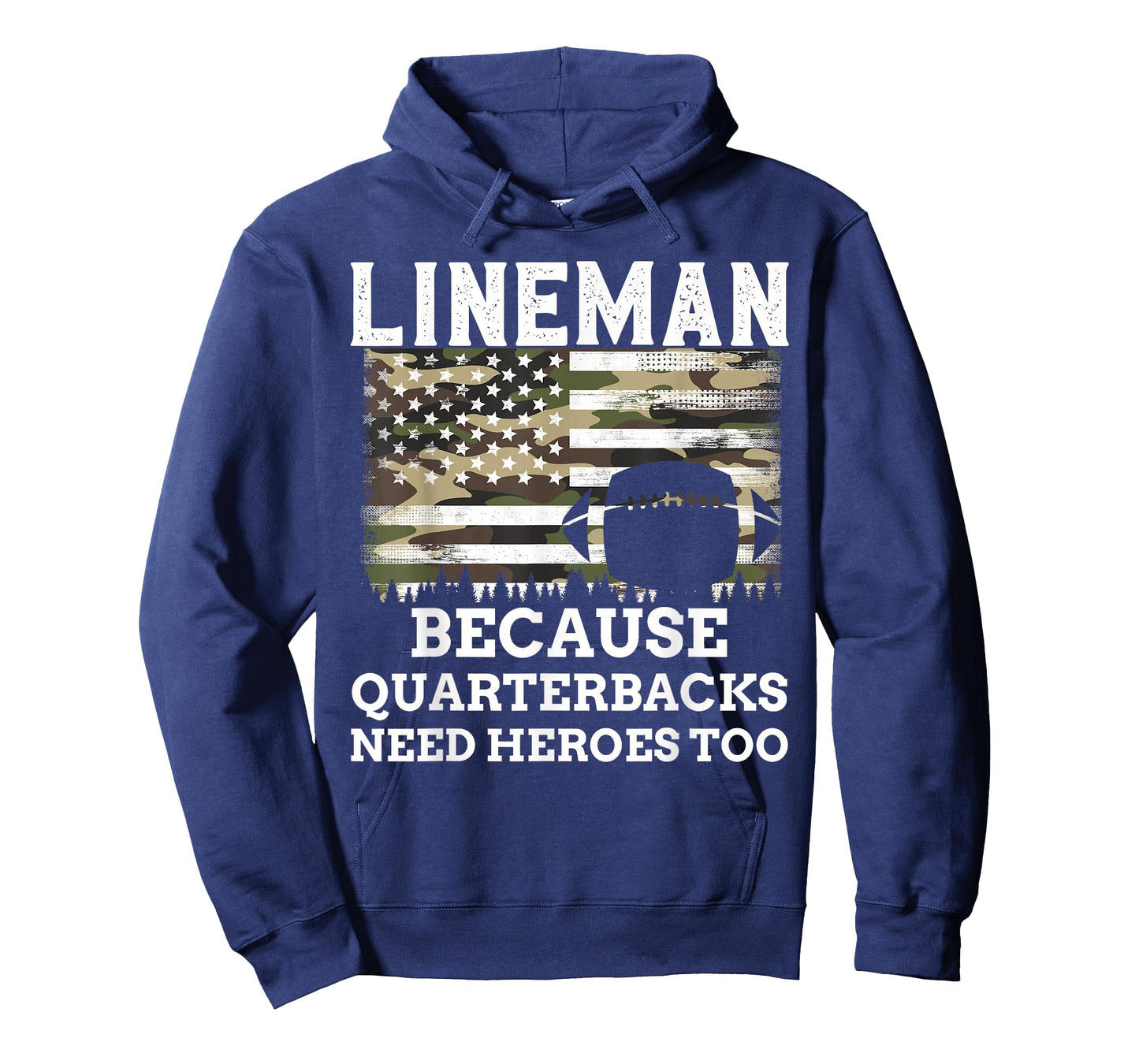 Lineman Football Gift Patriotic American Flag Camouflage T-Shirt