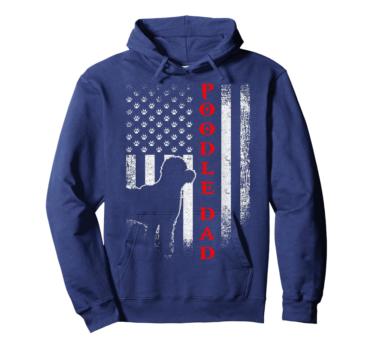 Vintage USA American Flag Proud Poodle Dad Silhouette Funny Women Men T-Shirt