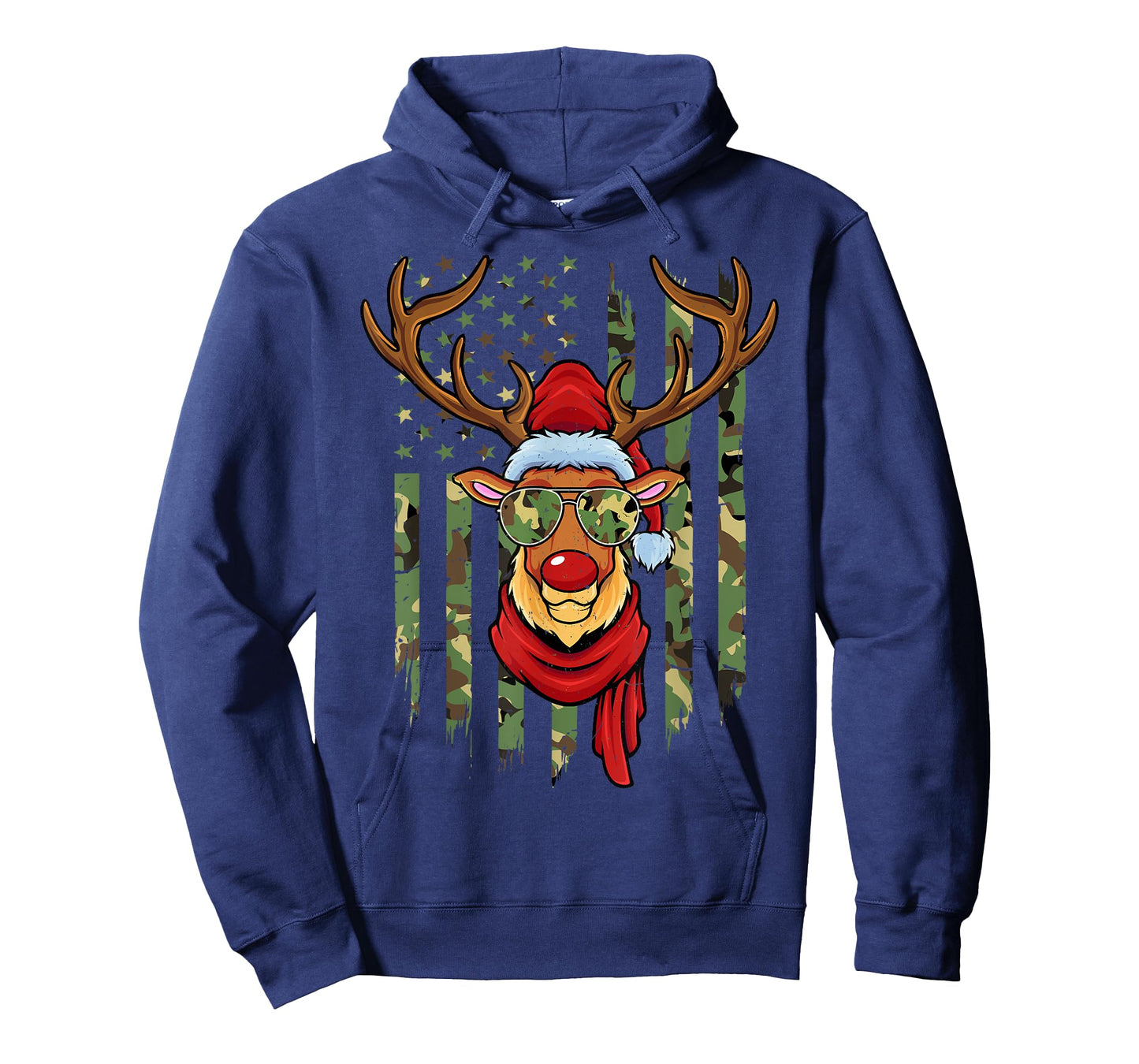 Patriotic Reindeer Camo American Flag Veteran Christmas T-Shirt