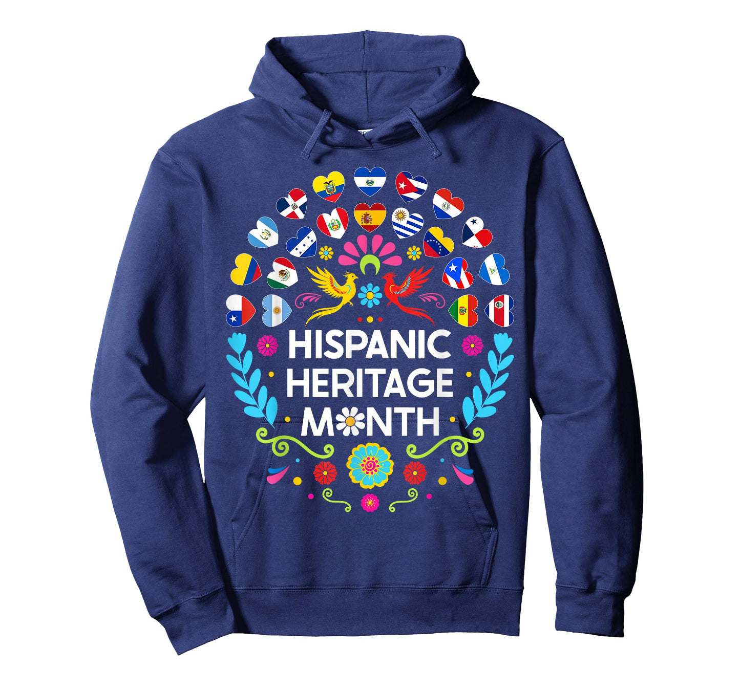 National Hispanic Heritage Month All Countries Flags Hearts T-Shirt