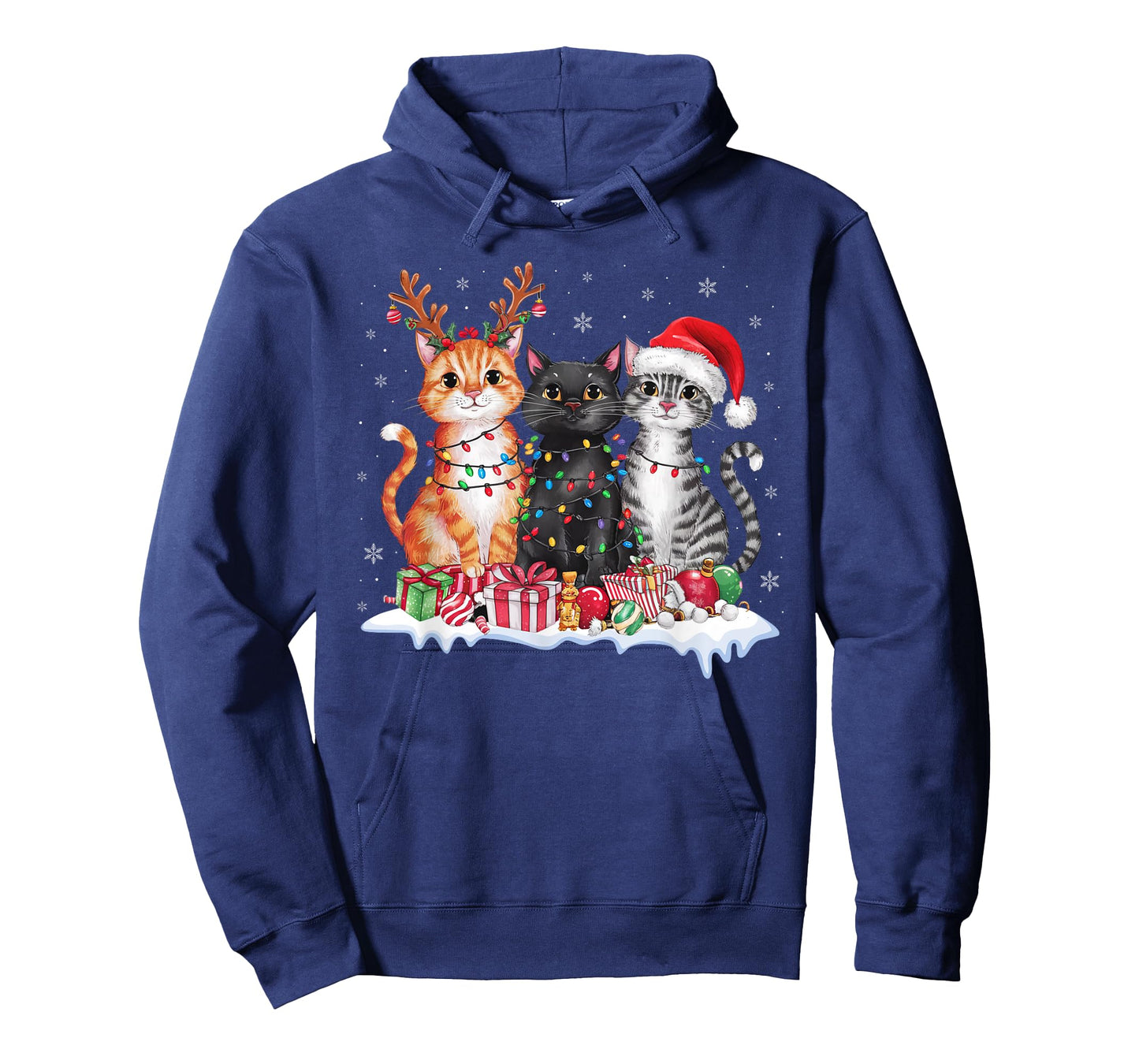Santa Cat Christmas Light Gorgeous Reindeer Pajama Cat Lover T-Shirt