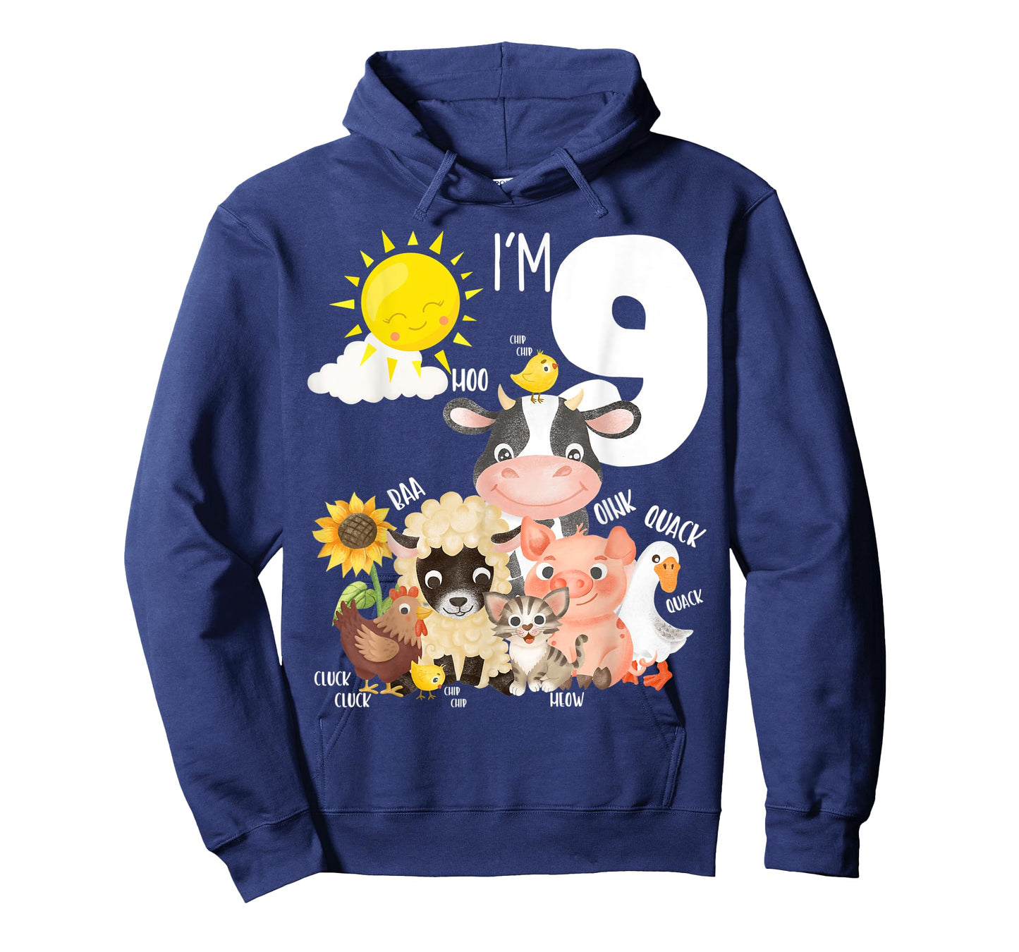 9th Birthday Barnyard Barn Farm Animals Sounds Age 9 Farm T-Shirt