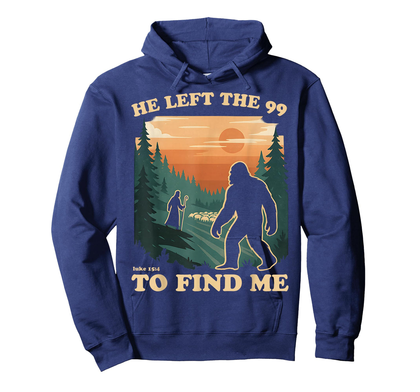 He Left The 99 To Find Me Bigfoot Christian Bible Verse 70s T-Shirt