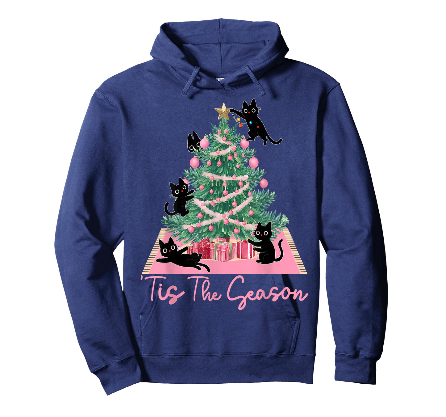 Tis The Season Christmas Tree Cute Black Cat Matching Family T-Shirt