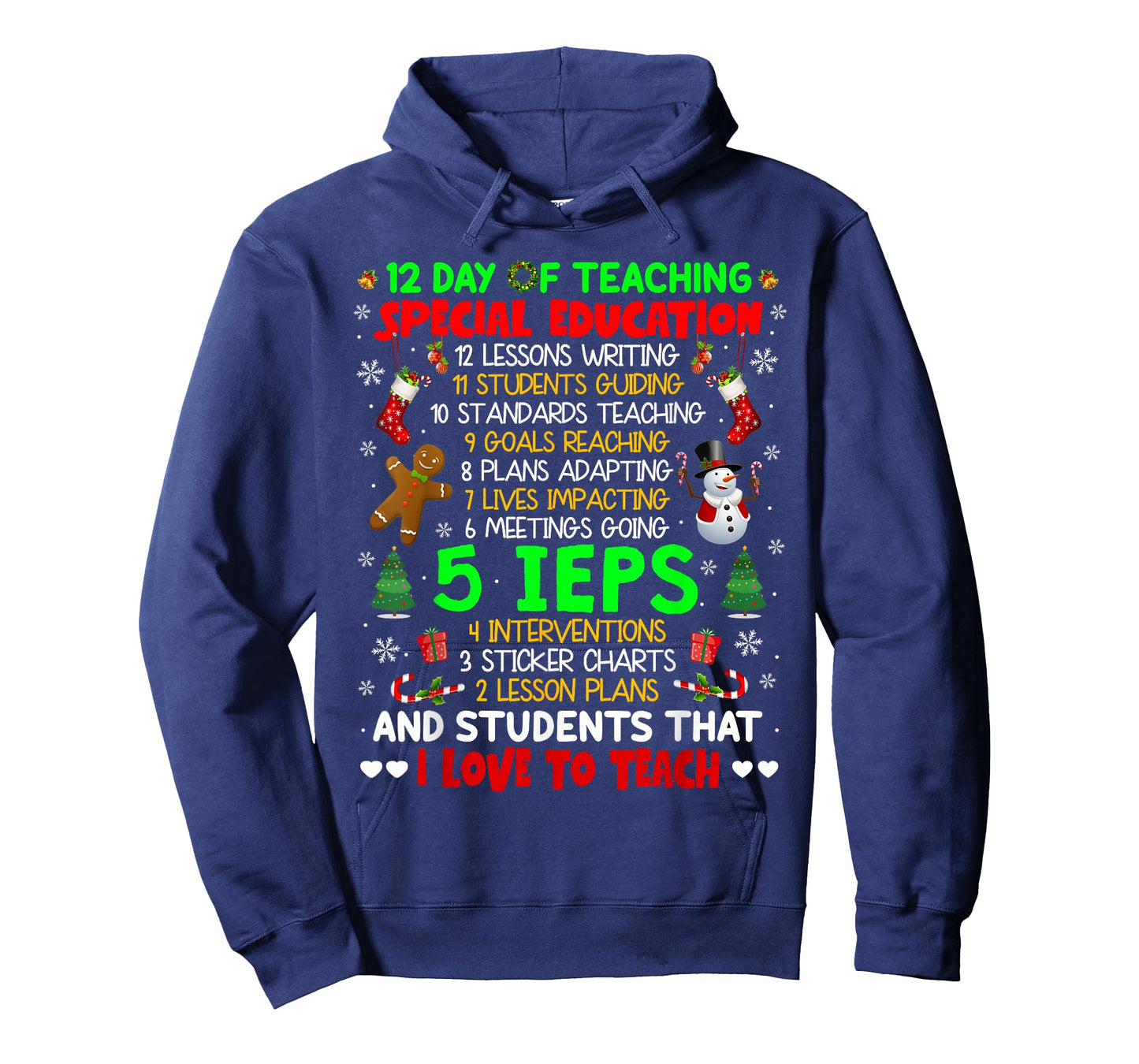 12 Days of Teaching Special Education IEPS SPED Teacher Xmas T-Shirt