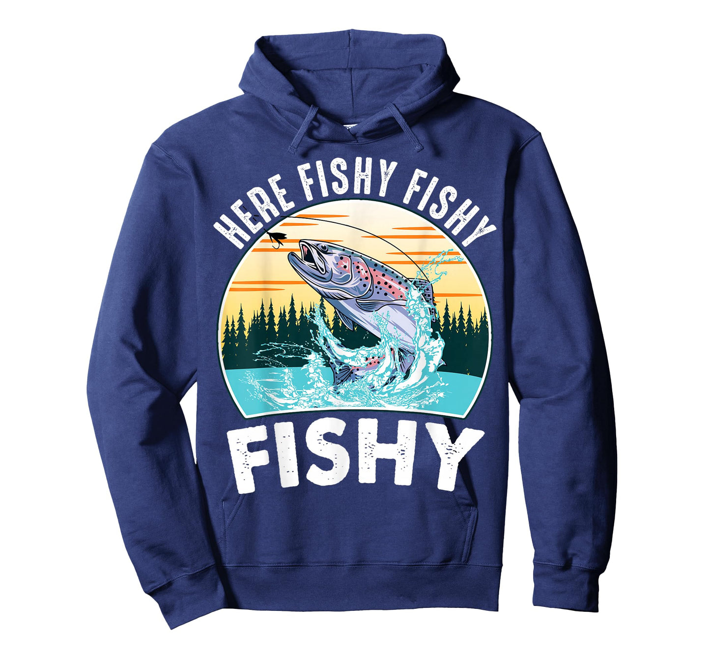 Here-Fishy Rainbow Trout Fly Fishing Gift Funny Dad Joke T-Shirt