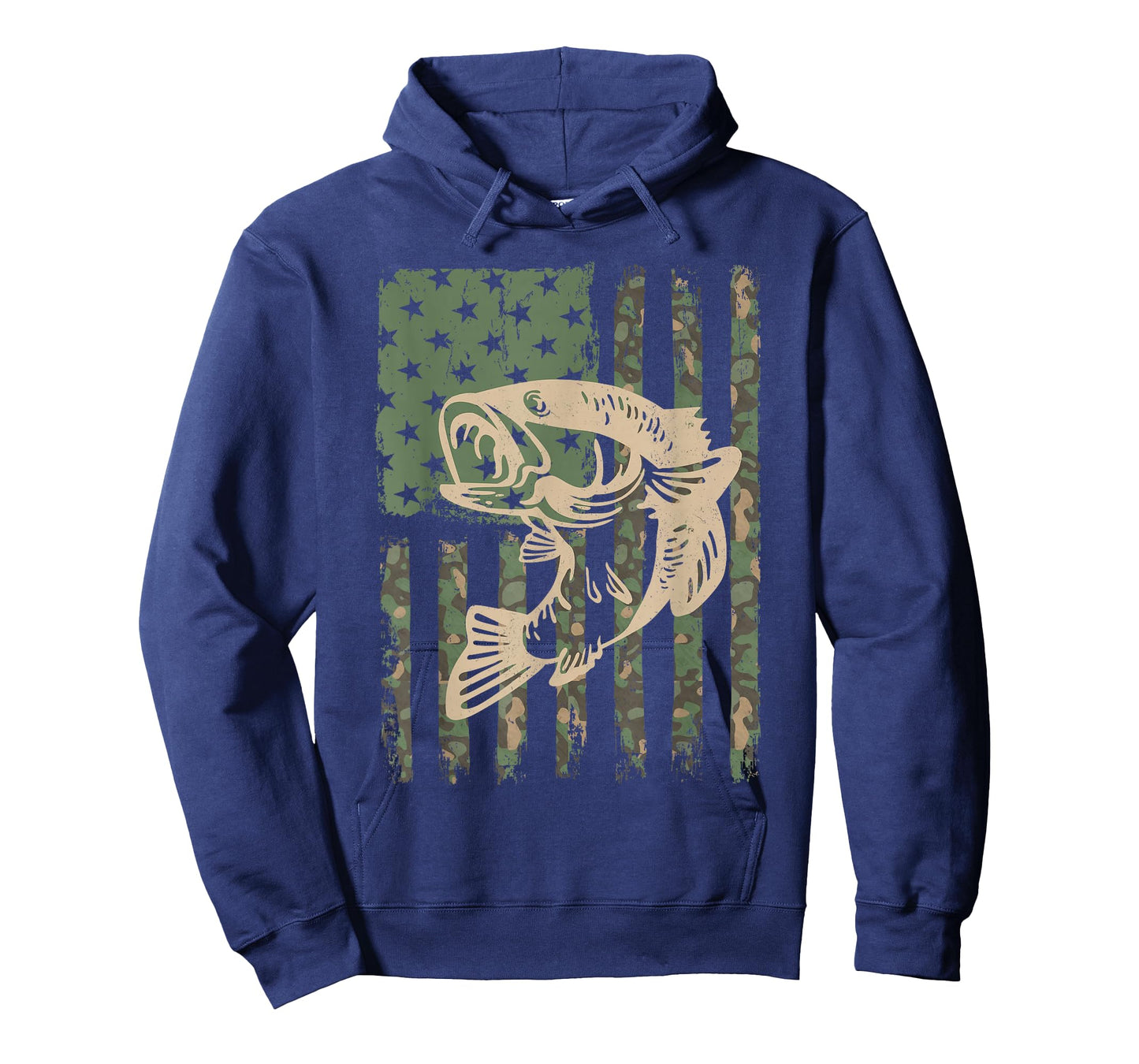 Camouflage USA Flag Big Mouth Bass Fishing T-Shirt