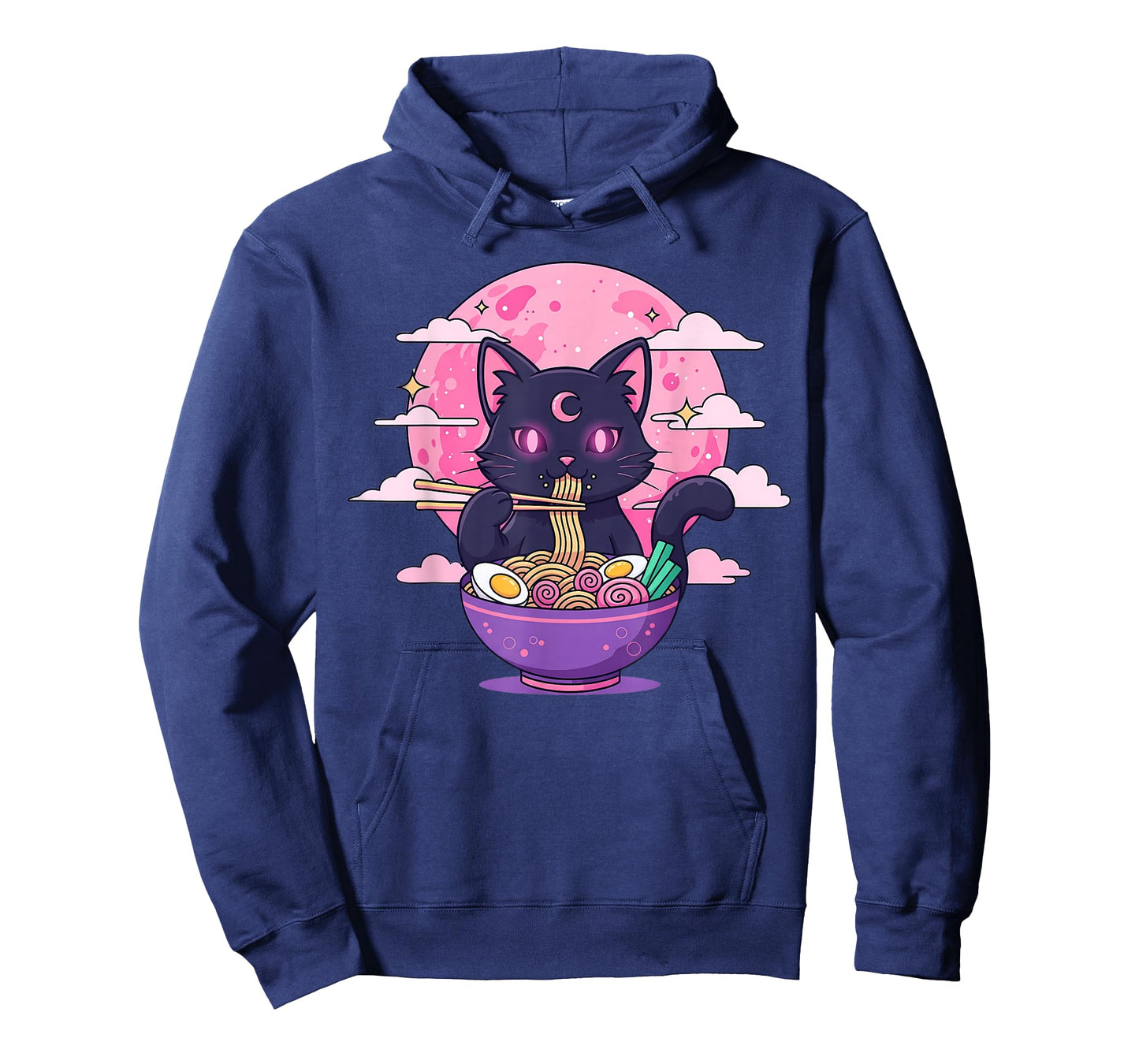Pastel Goth Aesthetic Kawaii Creepy Cat Eating Ramen Noodles T-Shirt