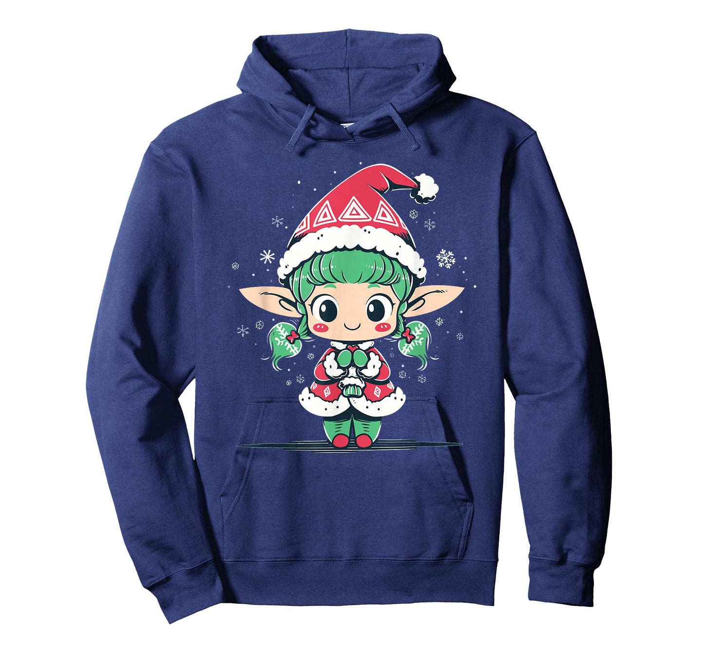 Cute Christmas Elf in Santa Claus Hat Little Girl Graphic T-Shirt
