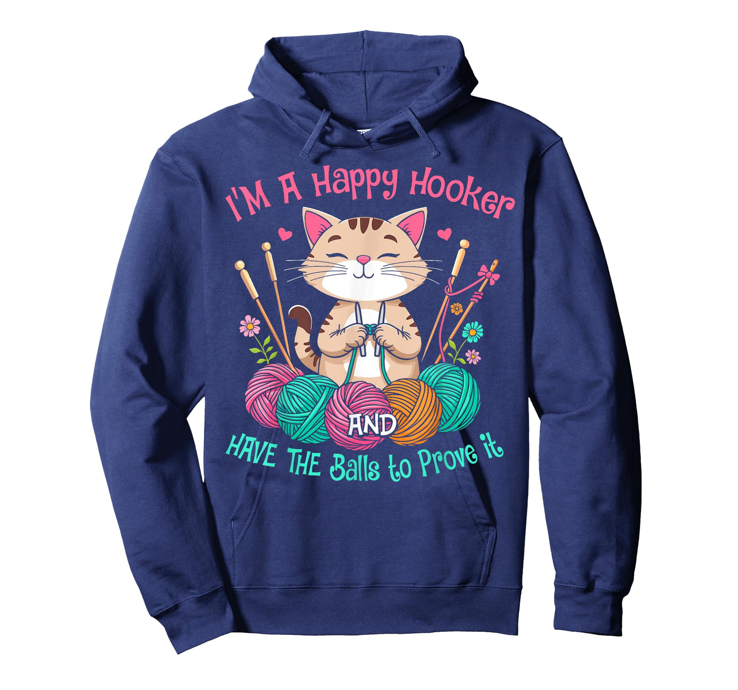 Cat crochet funny im a happy hooker and have the balls women T-Shirt
