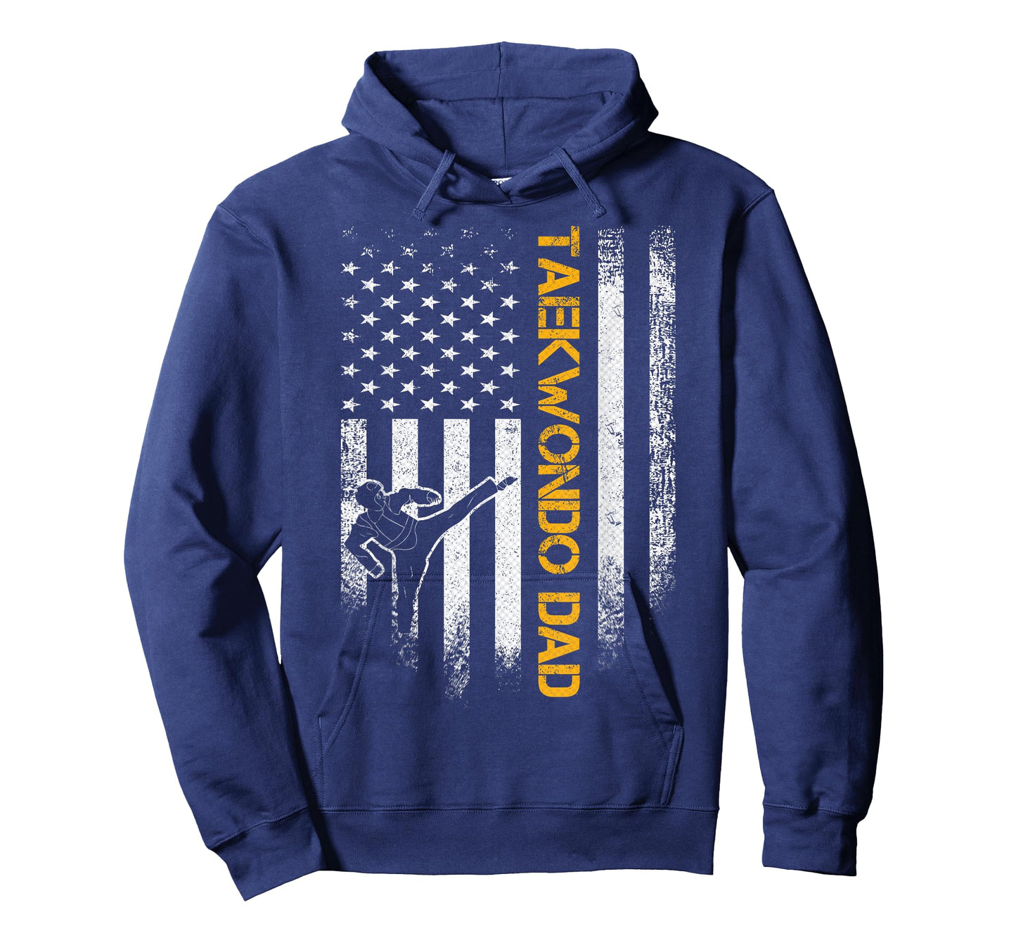 Vintage USA Flag Korea Taekwondo Training Dad Silhouette T-Shirt