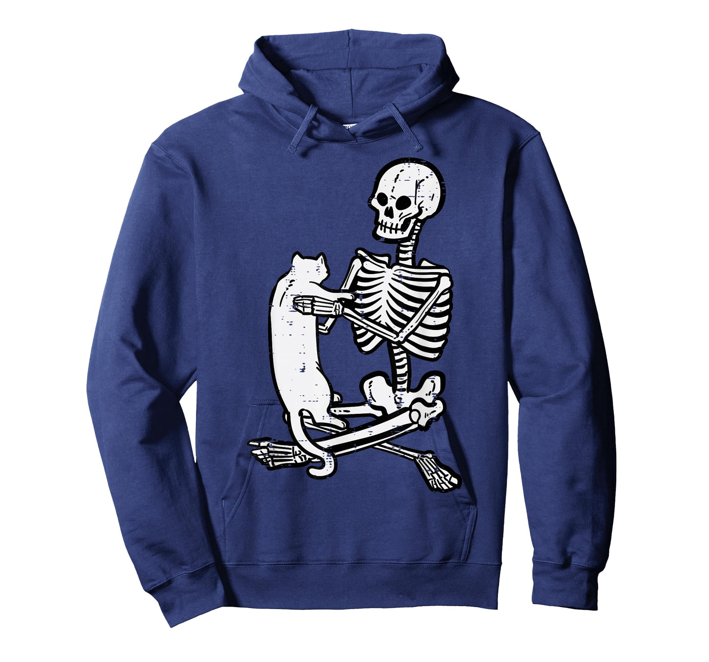 Skeleton Holding Cat Vintage Goth Halloween Men Women Kids T-Shirt