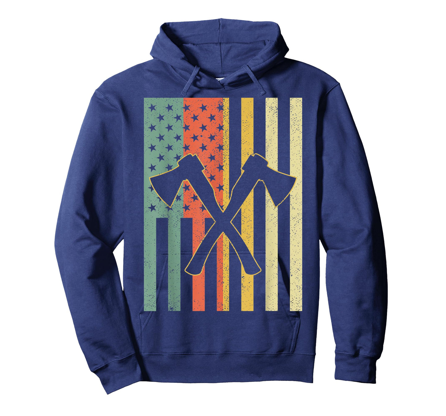 Vintage Axe Throwing Retro Crossed Axes American Flag Gift Women Men T-Shirt