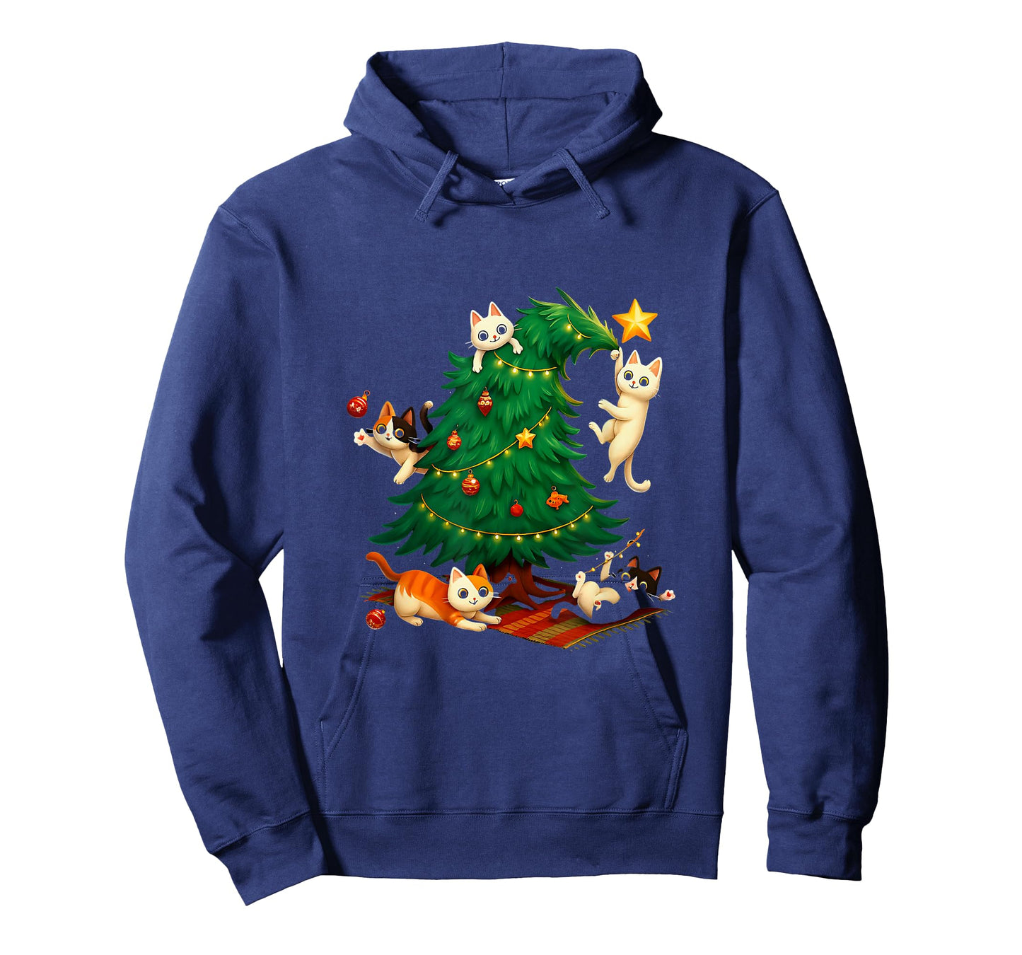 Funny Christmas Cats Climbing Tree Cute Cat Xmas Holiday T-Shirt