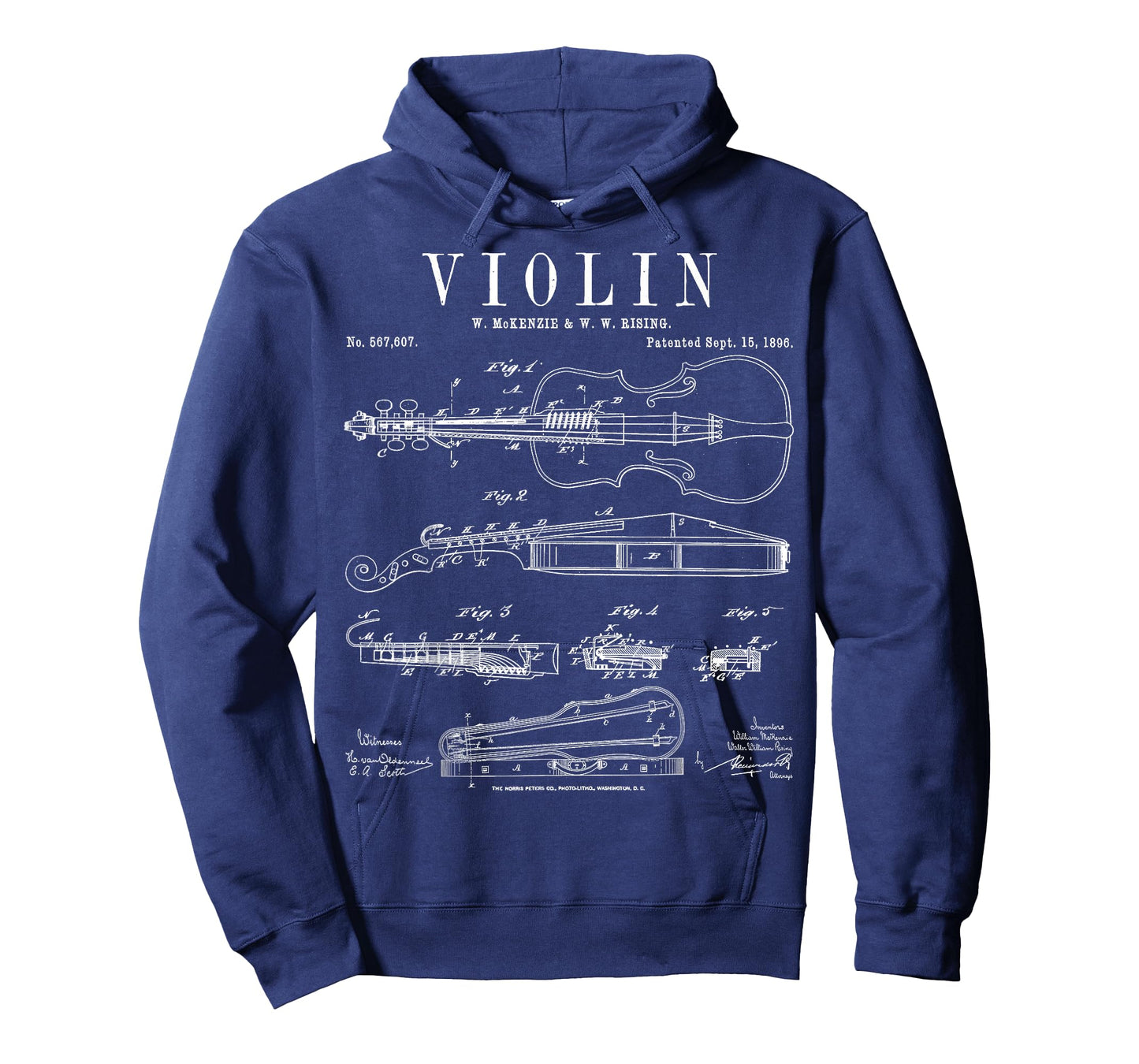 Violin Old Vintage Patent Drawing Print T-Shirt