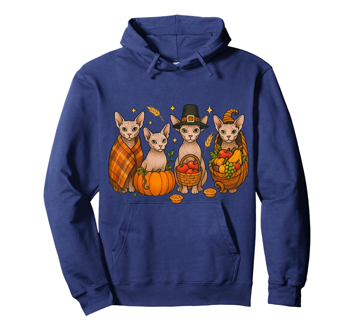 Thanksgiving Sphynx Cat Autumn Harvest Cozy Fall Design T-Shirt