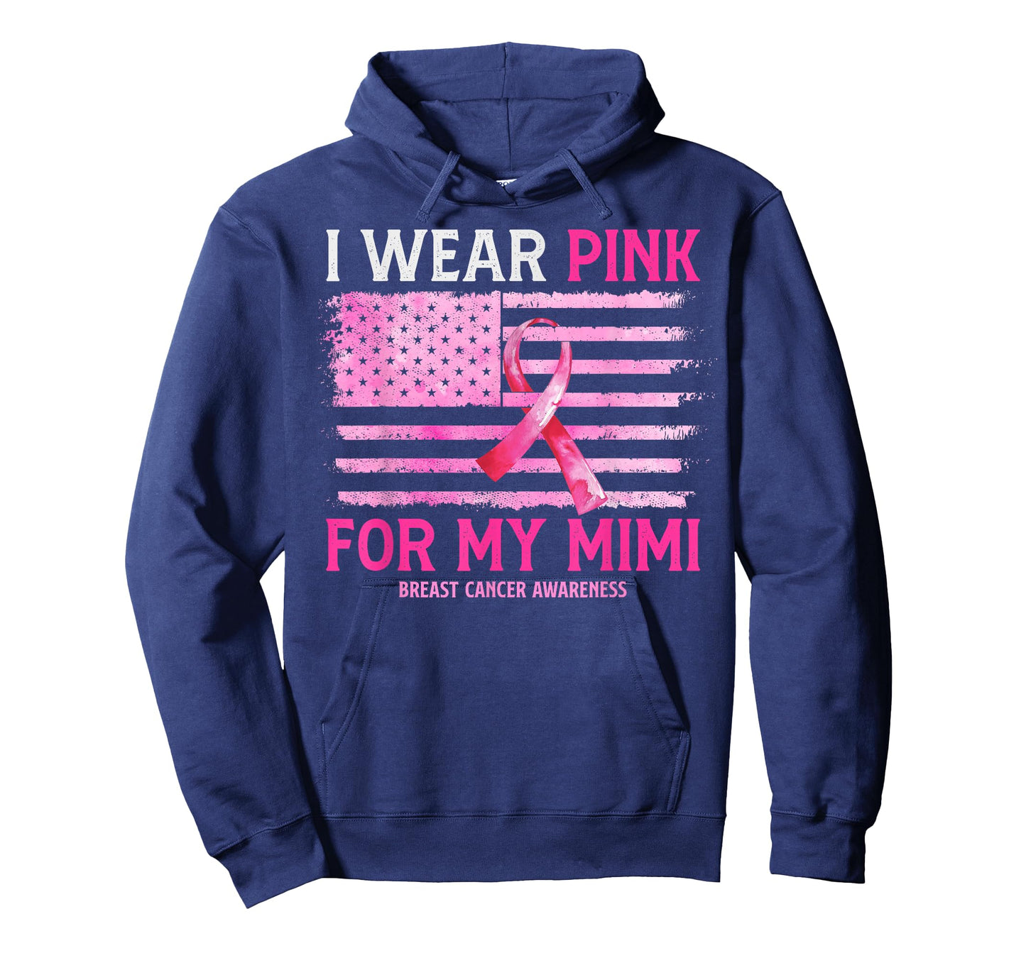 I Wear Pink For My Mimi Breast Cancer American Flag T-Shirt
