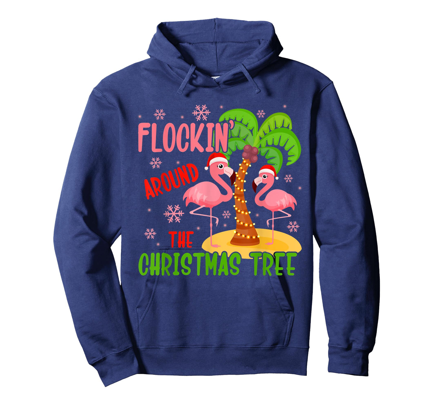 Flockin' Around The Christmas Tree Flamingo Santa Xmas Gifts T-Shirt
