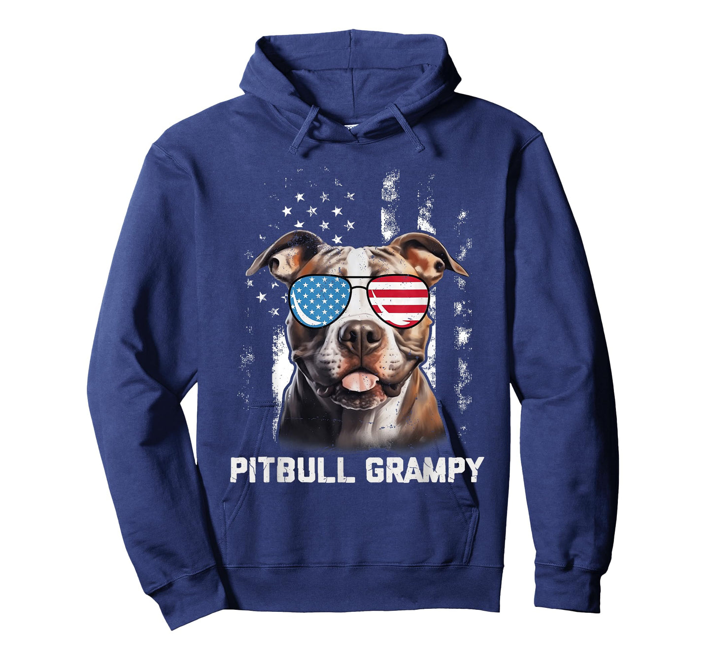 Pitbull Grampy American Flag Sunglasses 4th Of July Dog T-Shirt