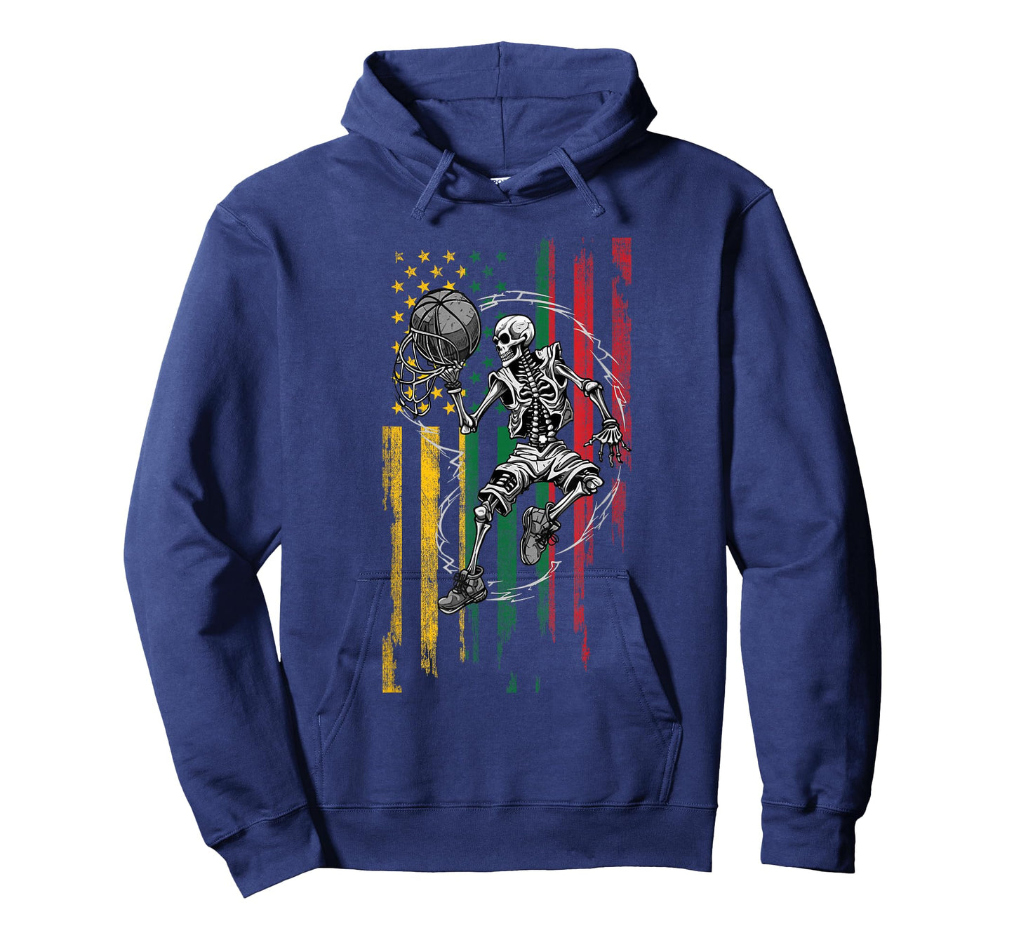 Lithuanian American Flag Skeleton Playing Basketball T-Shirt