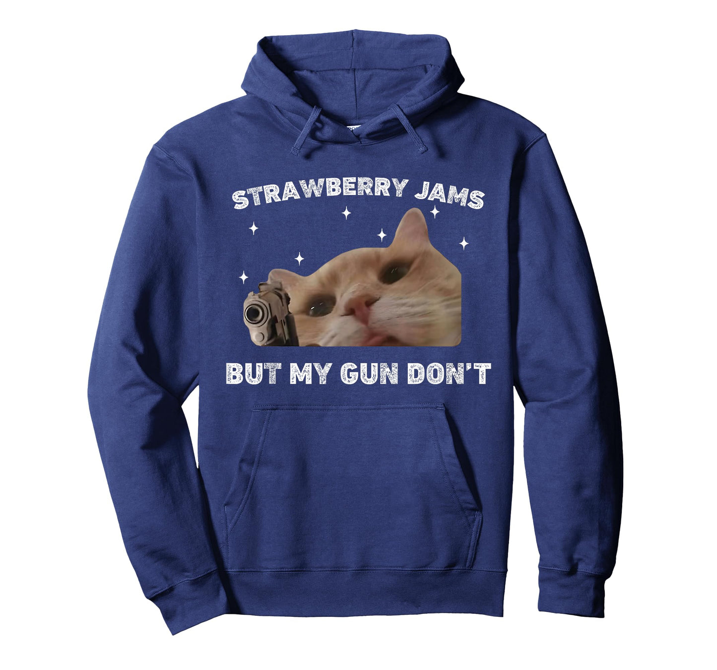 Strawberry Jams But My Gun Dont Cat Meme Silly Unhinged T-Shirt