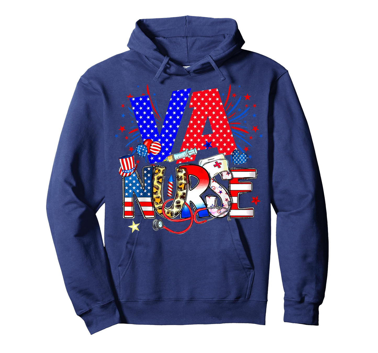 VA Nurse 4th Of July American Flag Stethoscope T-Shirt