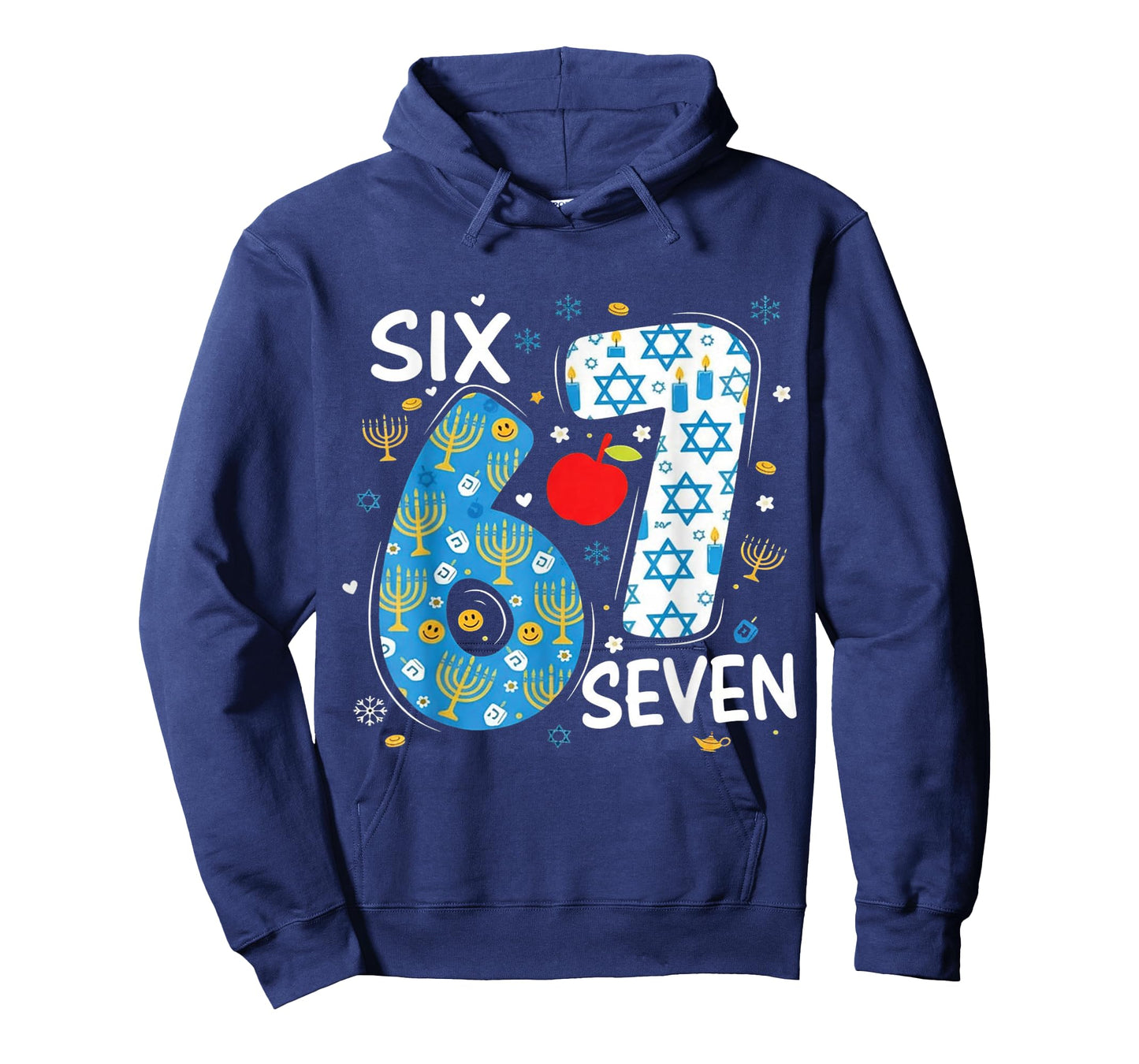 Hanukkah Menorah Dreidel 67 Festive Chanukah Six Seven Meme T-Shirt