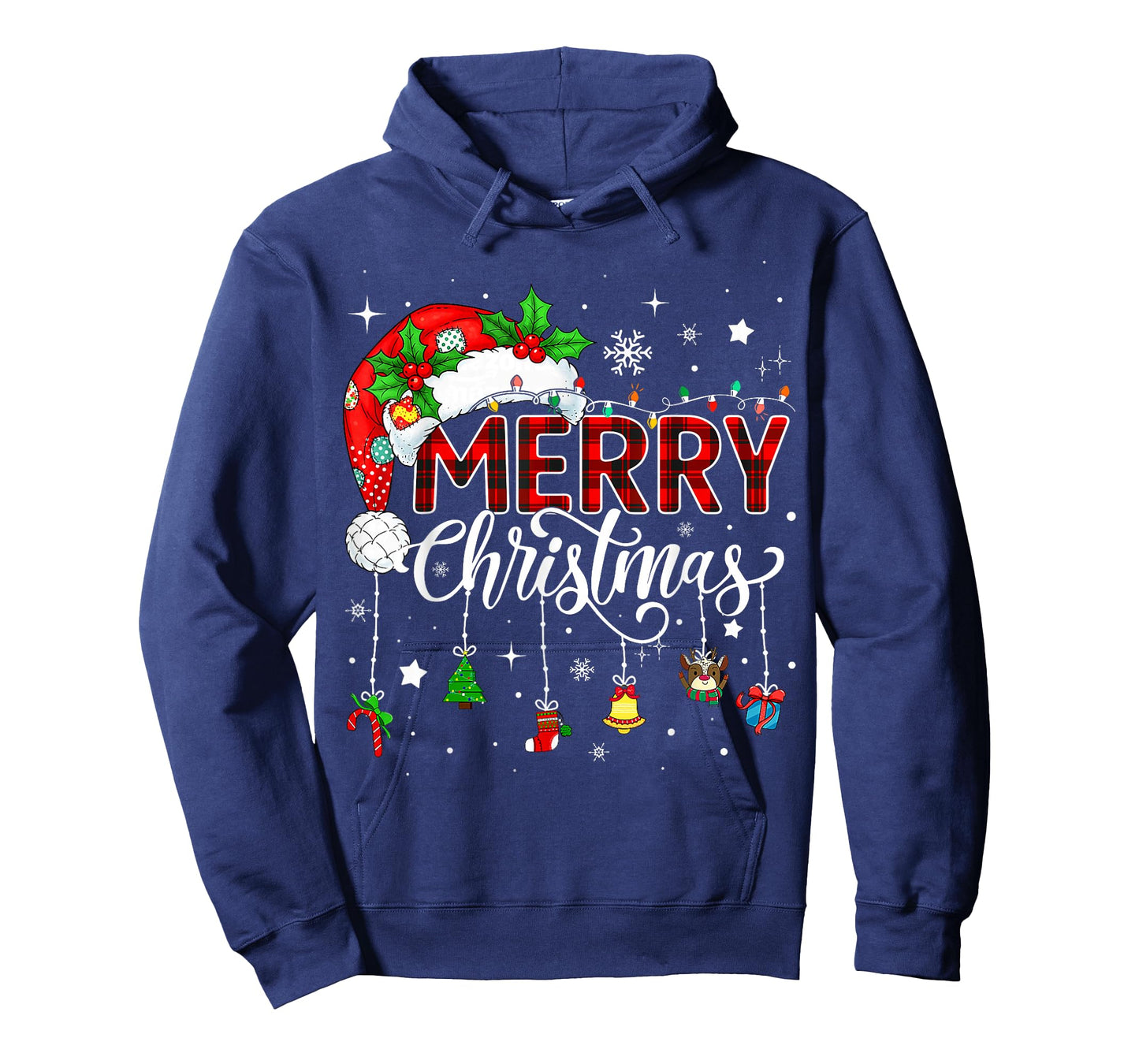 Merry Christmas Lights Red Santa Hat Xmas Family Men Women T-Shirt