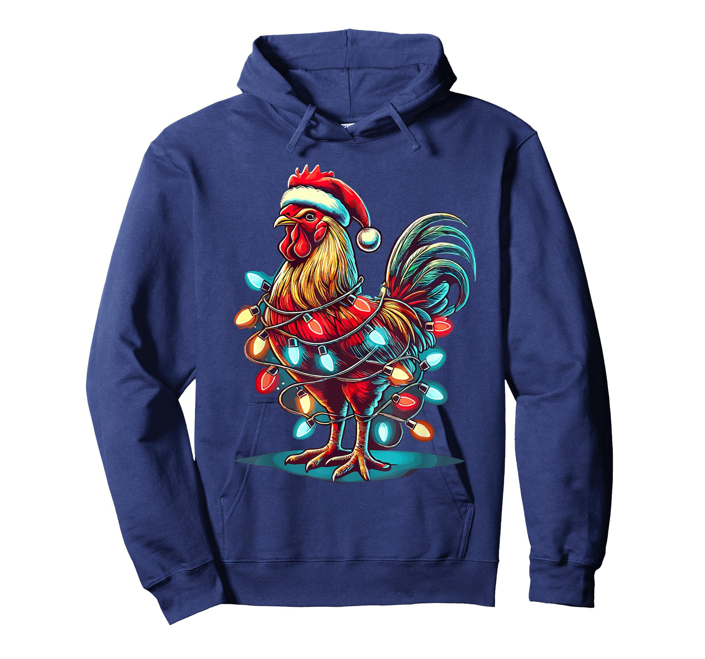Chicken Santa Hat Christmas Lights Farmer Xmas T-Shirt