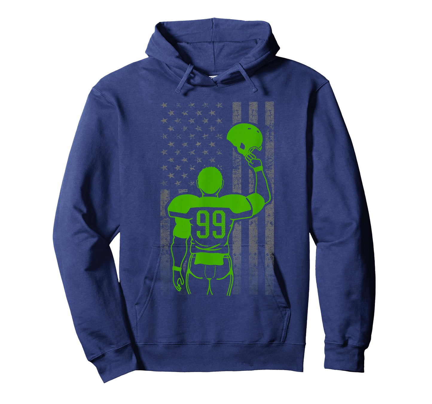 Football Number 99 Green Football Player Flag With Helmet T-Shirt