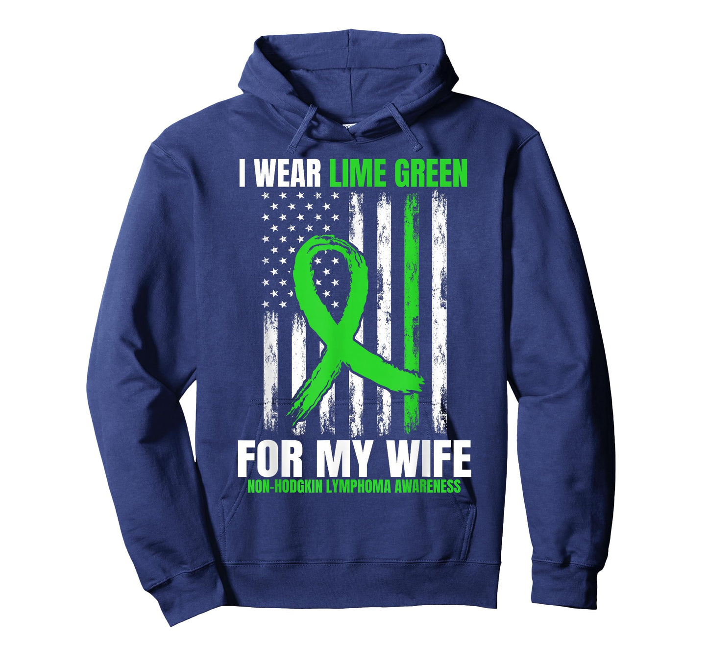 Wife Non Hodgkins Lymphoma Cancer Awareness American Flag T-Shirt for Women Men