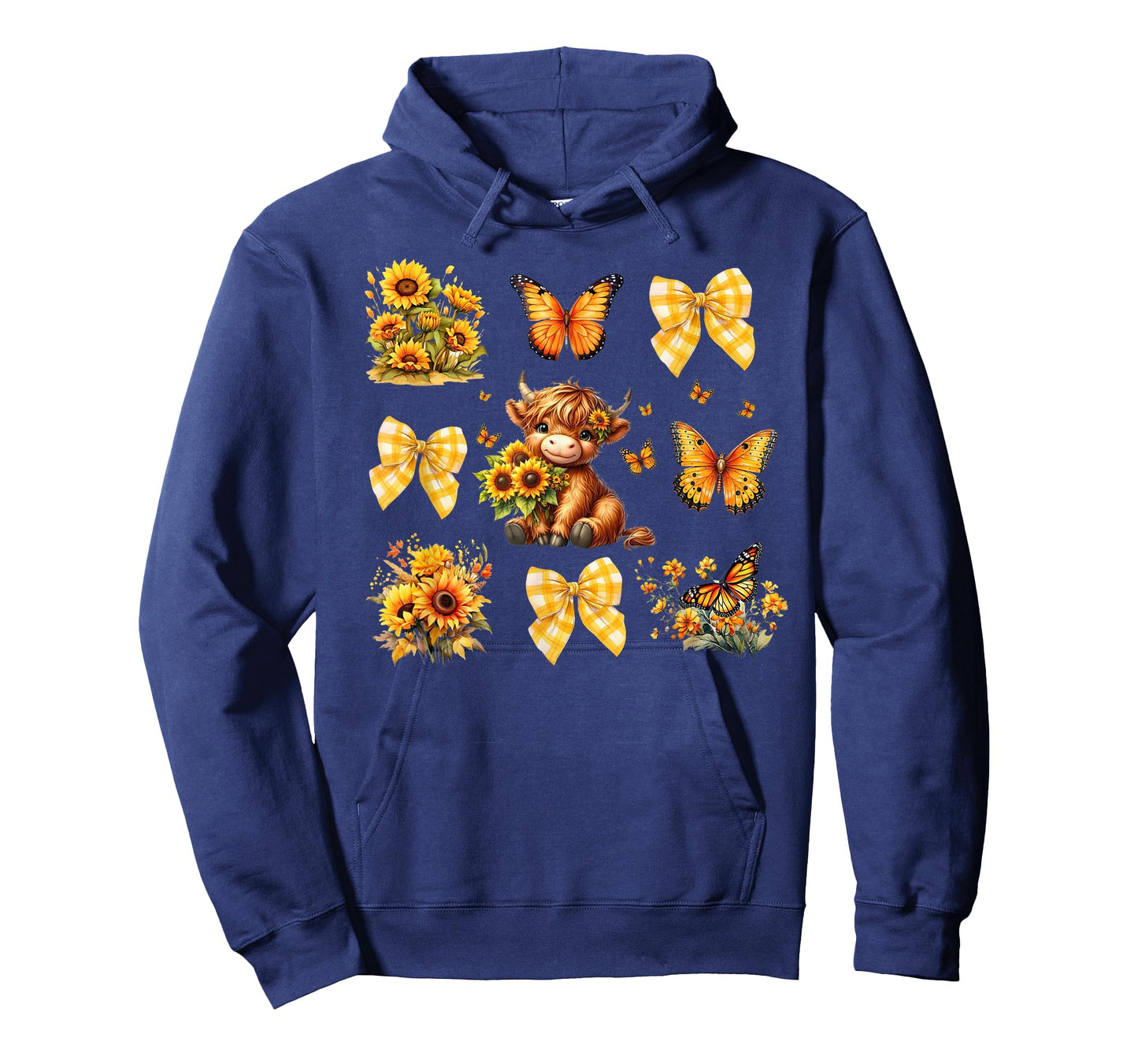 Baby Highland Cow With Sunflower Butterflies Farm Western T-Shirt