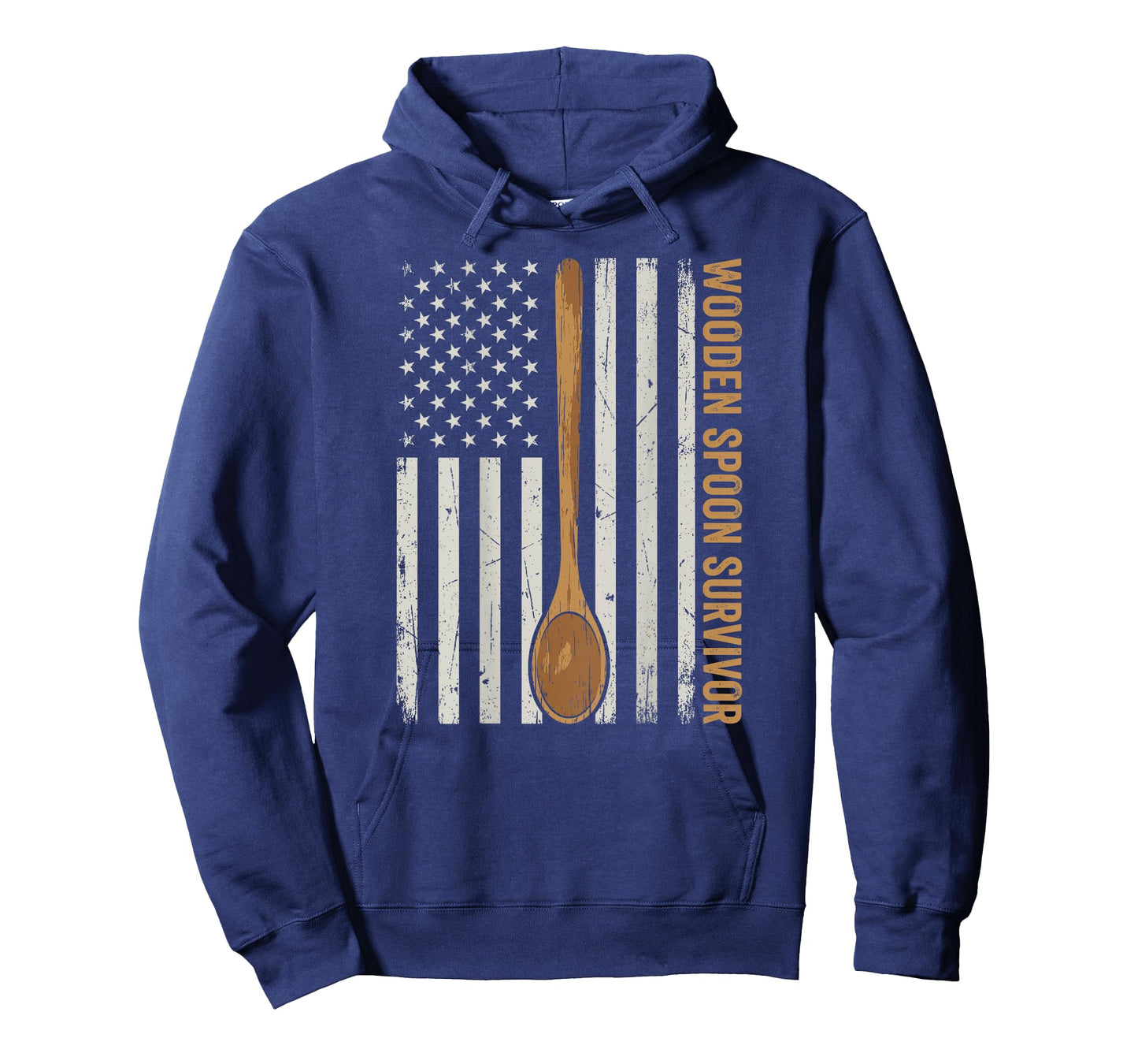Wooden Spoon Survivor American Flag Funny Gen X (on Back) T-Shirt