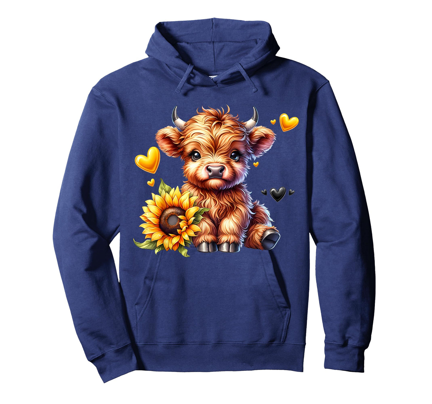 Cute Highland Cow with Sunflower Women Girl T-Shirt