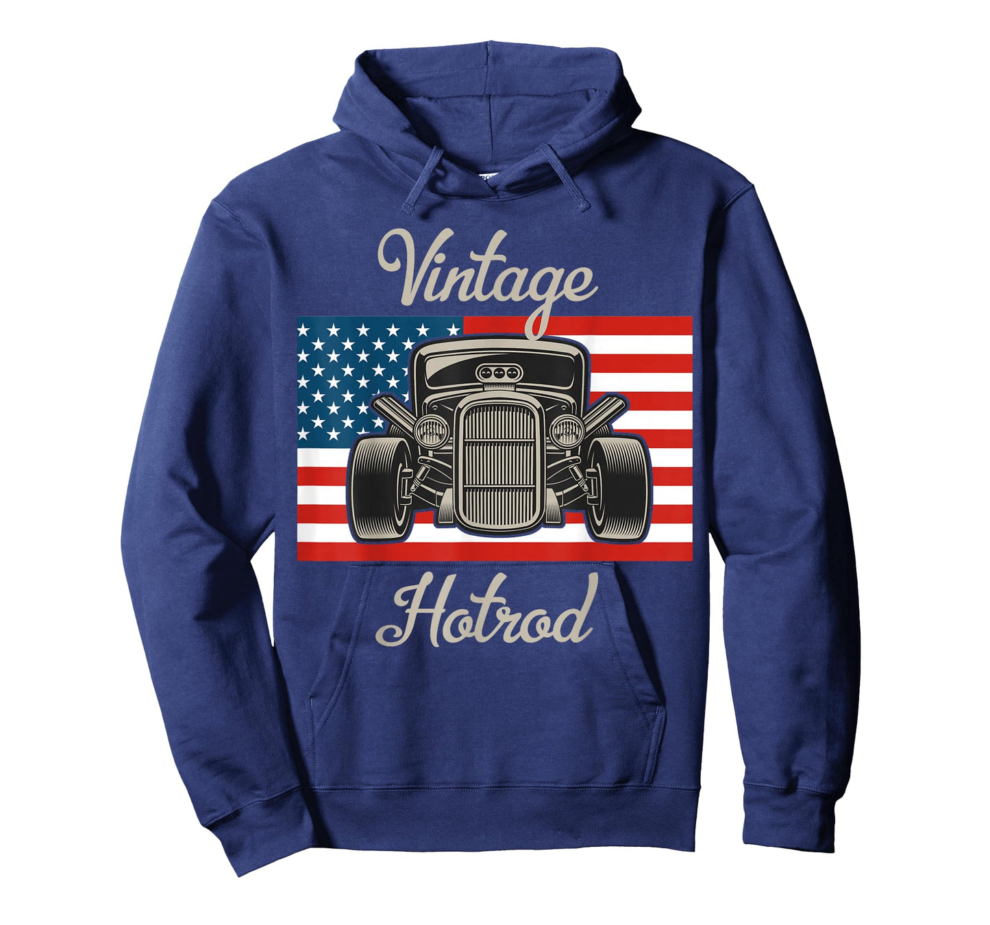 Vintage Hot Rod American Flag Antique Classic car Lover Men T-Shirt Small