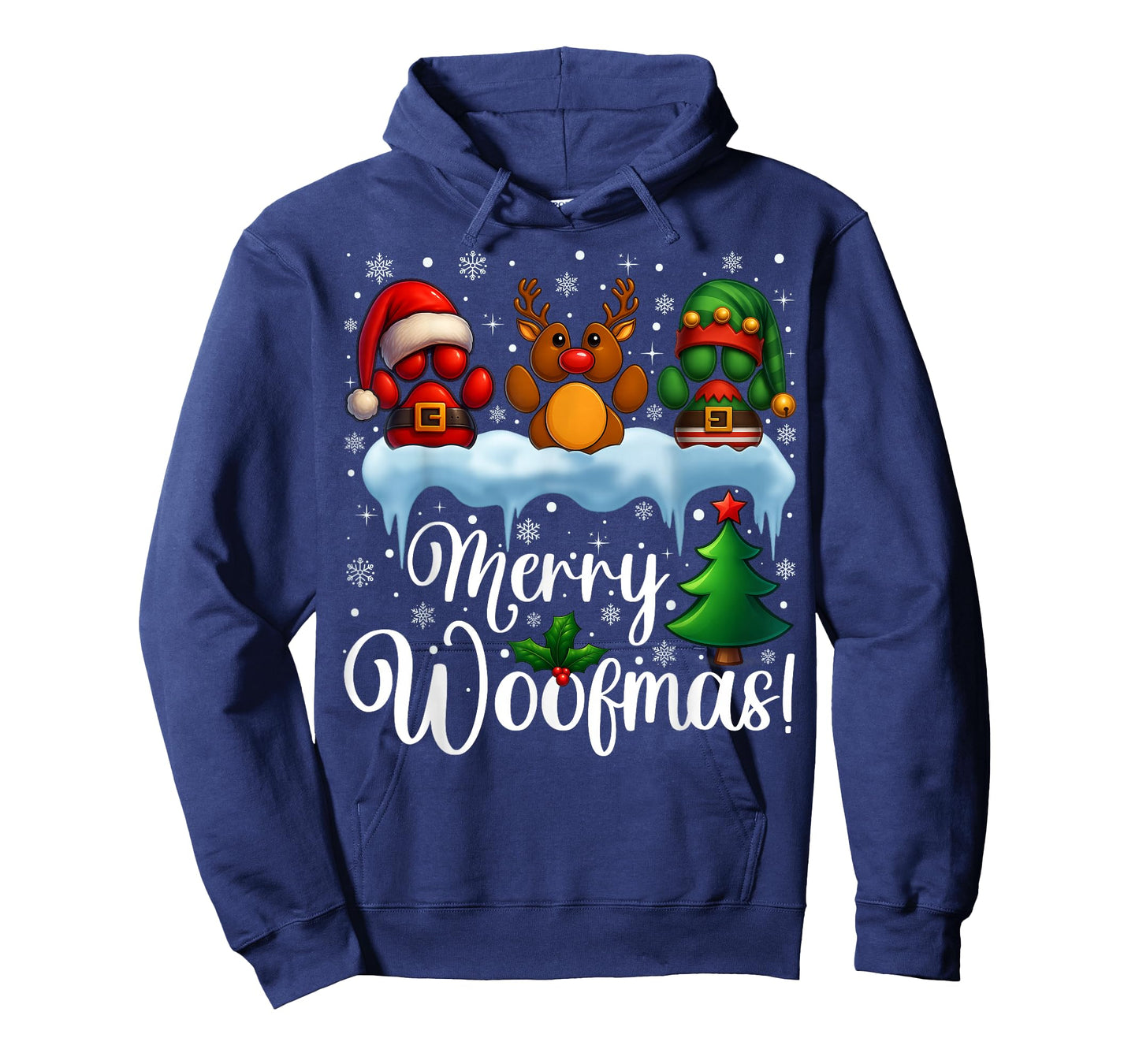 Merry Woofmas Xmas Santa Reindeer ELF Dog Paw Christmas T-Shirt