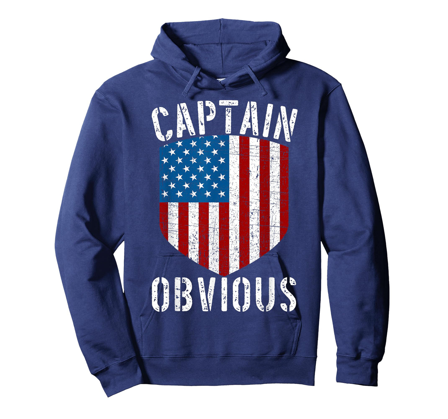 Captain Obvious American Flag Shield Funny Sarcastic Humor Women Men T-Shirt