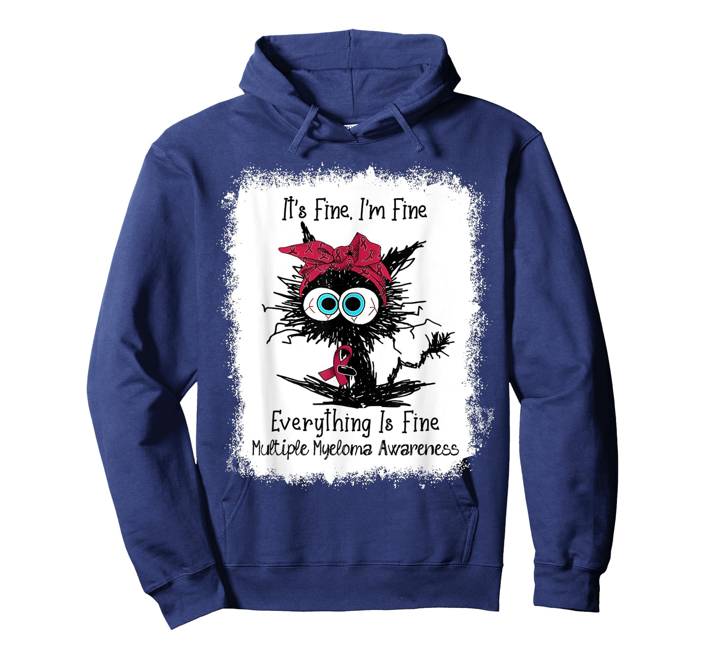 Funny Black Cat Its Fine I'm Fine Multiple Myeloma Bleached Men Women Kids T-Shirt
