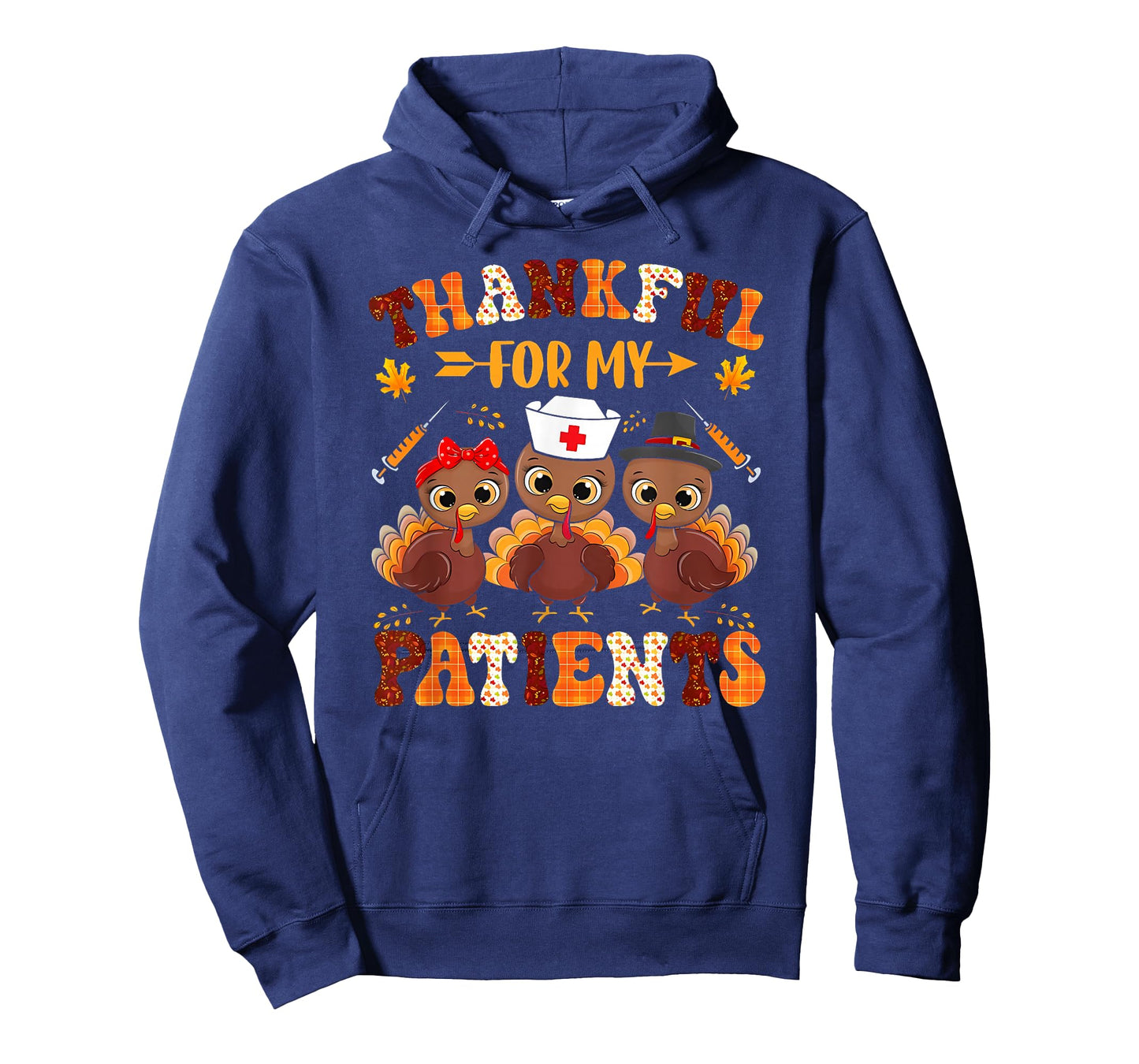 Thankful for My Patients Fall Nurse Thanksgiving Turkey Crew T-Shirt