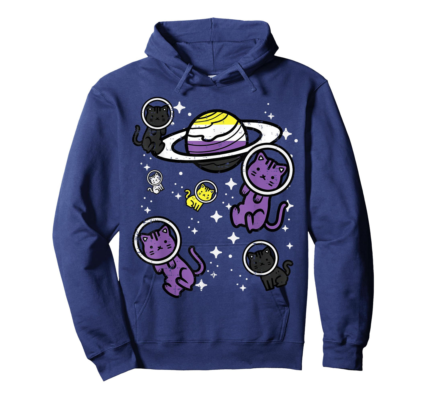 Nonbinary Cats Space Enby Pride Flag Lgbt Girls Kids Women T-Shirt