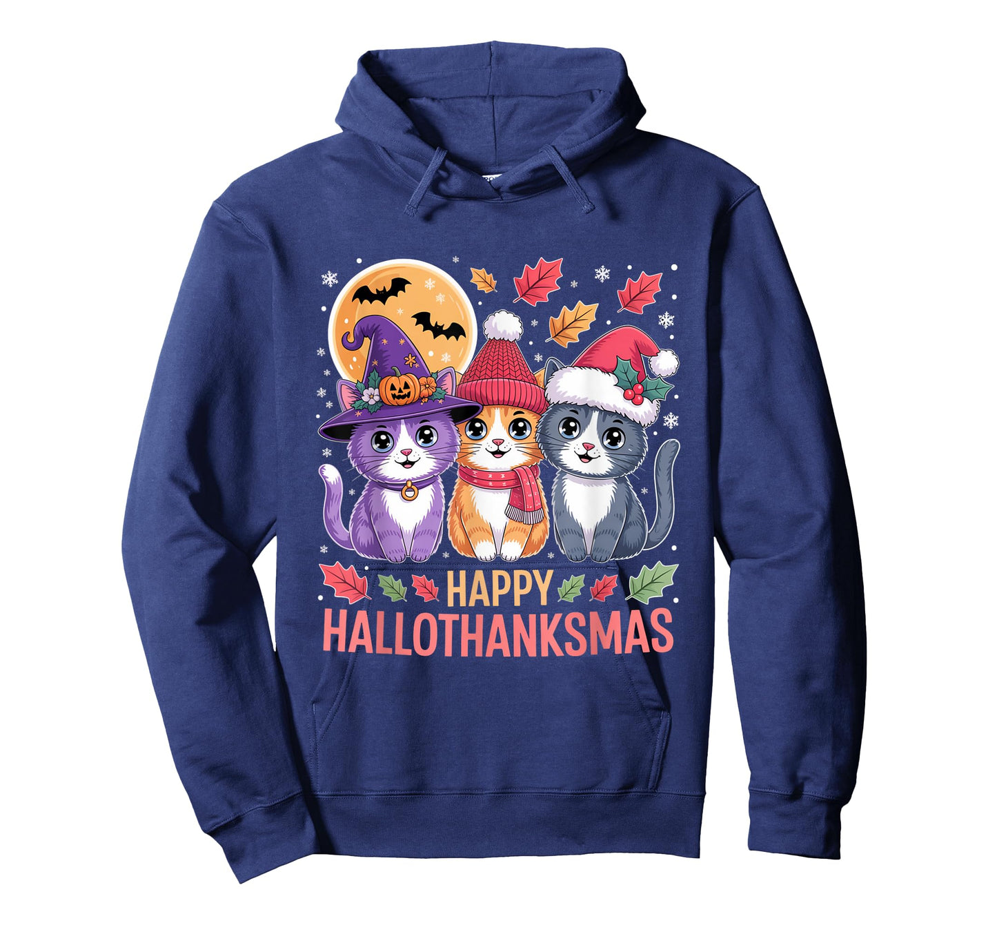 Halloween Cats Thanksgiving Christmas Happy HalloThanksMas T-Shirt