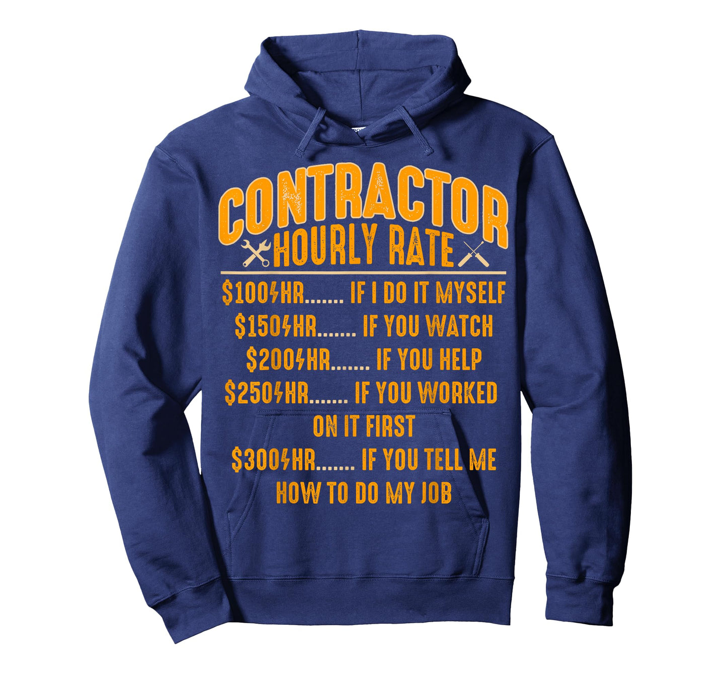 Contractor Hourly Rate Price Chart Funny Labor Handyman T-Shirt