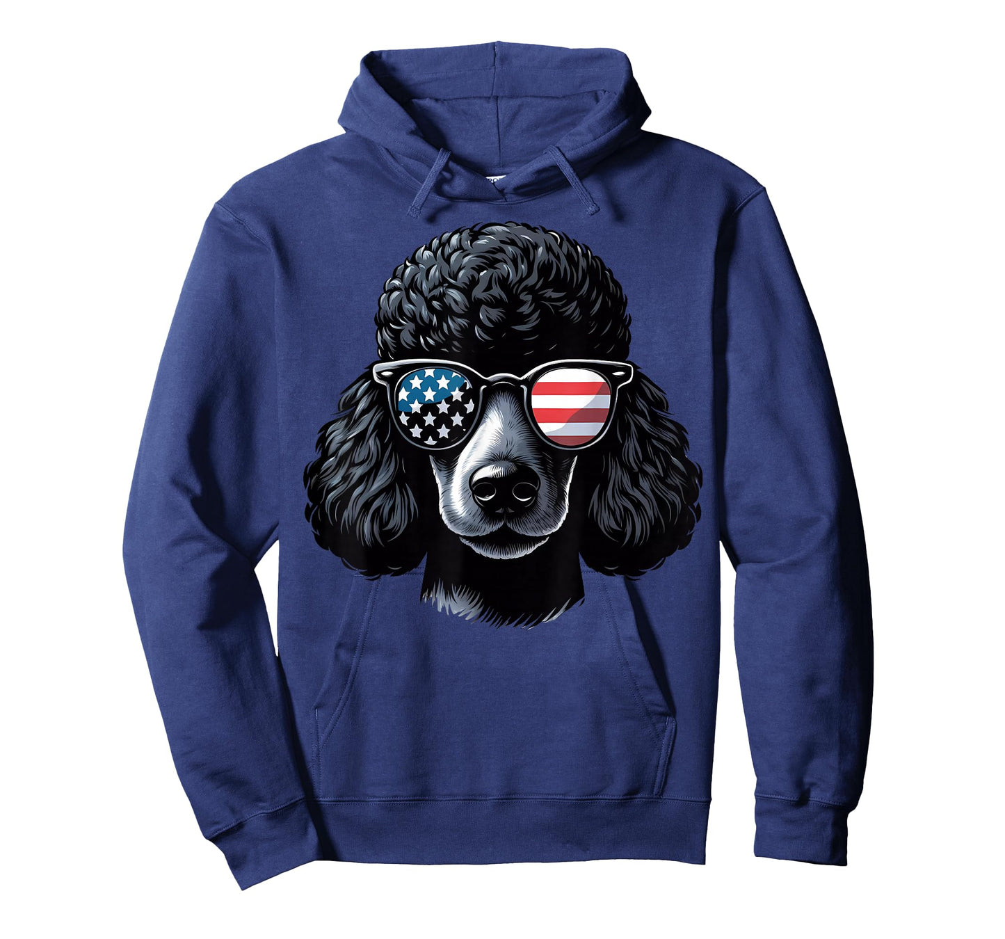 Black Poodle Patriotic American Flag USA Sunglasses Dog T-Shirt
