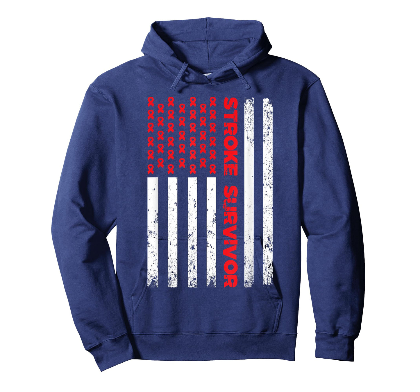 USA Flag Stroke Survivor Awareness Red Ribbon Brain Attack T-Shirt