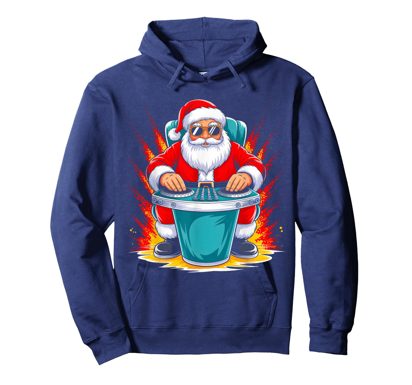 Dj Santa Playing Drums Funny Christmas Music Lover Boys Kids T-Shirt