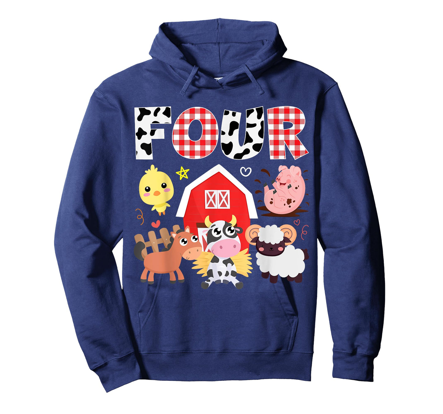 4th Birthday Four Year Old Farm Theme Animals Birthday Party T-Shirt