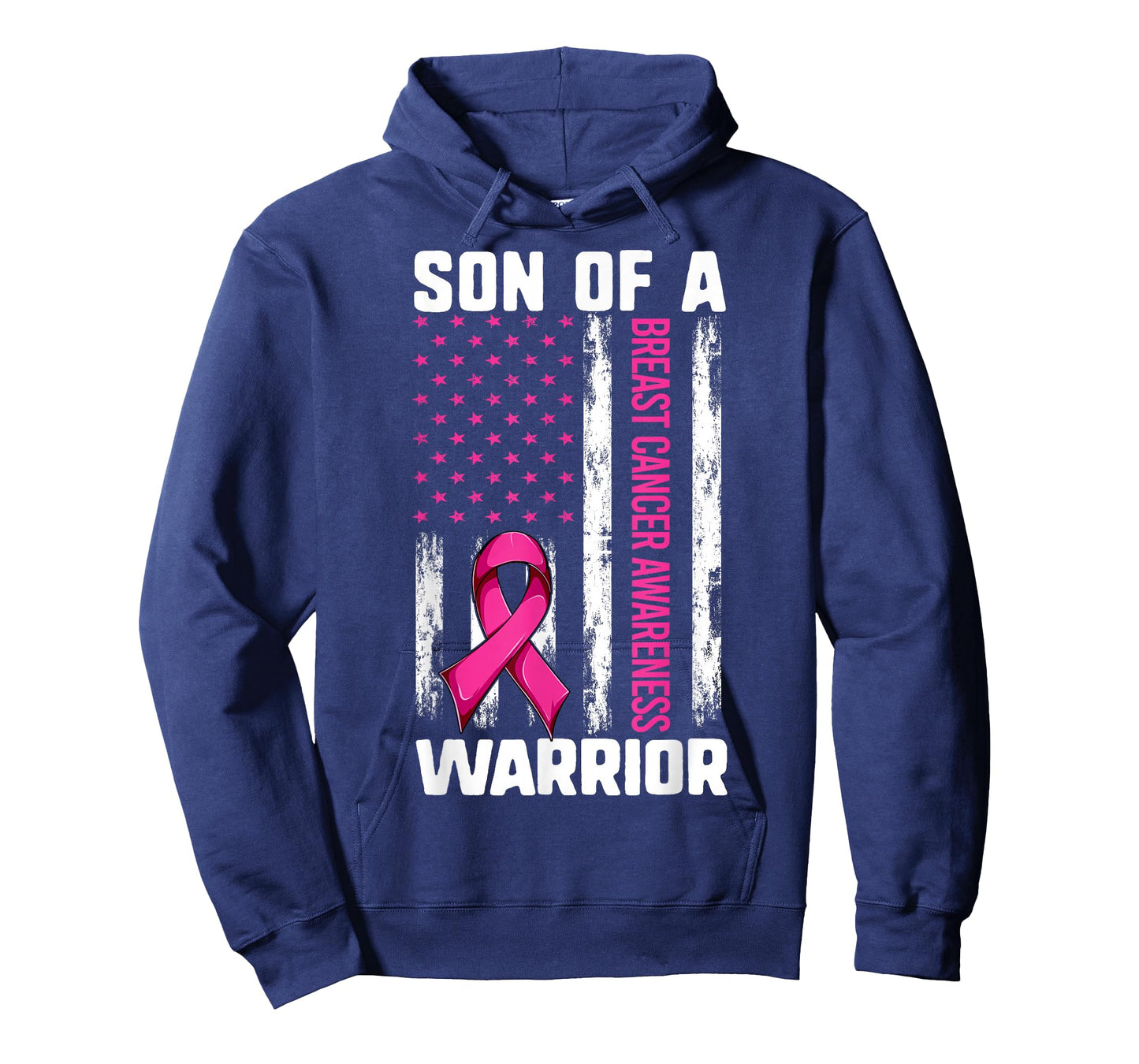 Mom Son of A Warrior USA Flag Breast Cancer Support T-Shirt