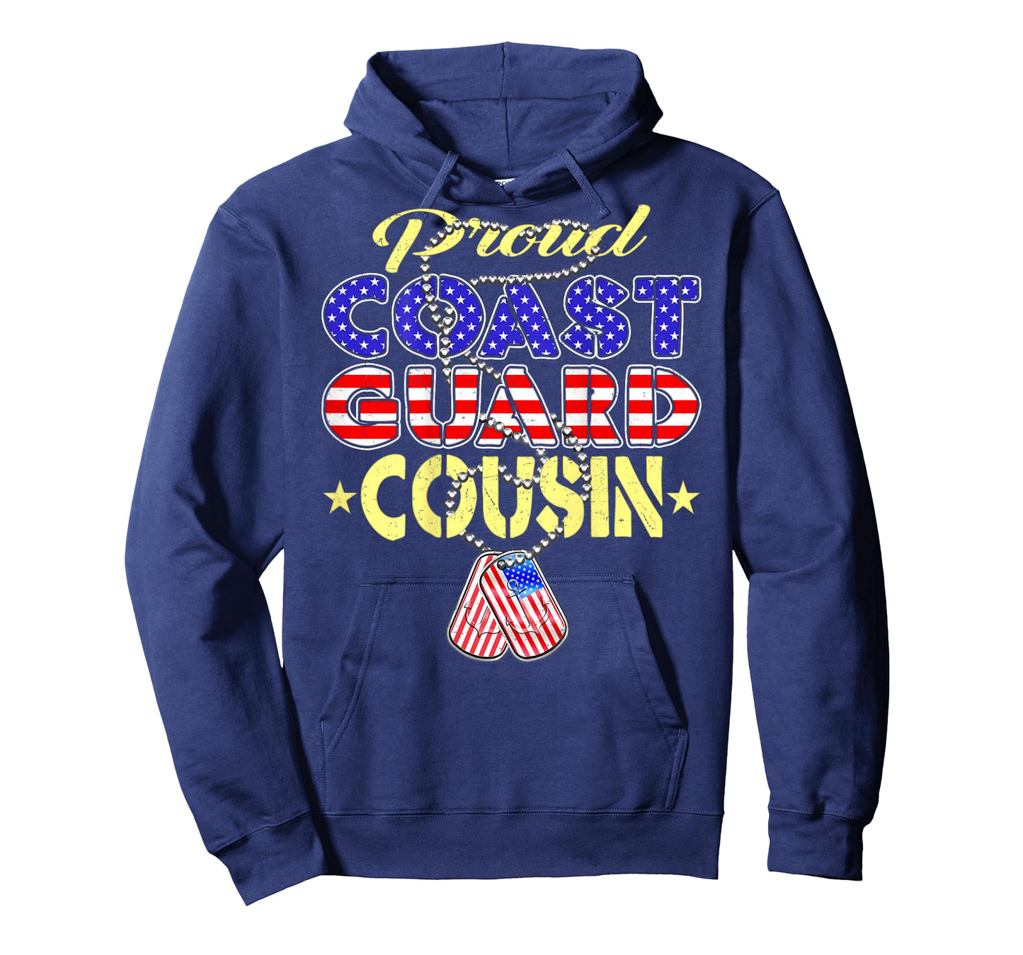 Proud US Coast Guard Cousin US Flag Dog Tags Military Family T-Shirt