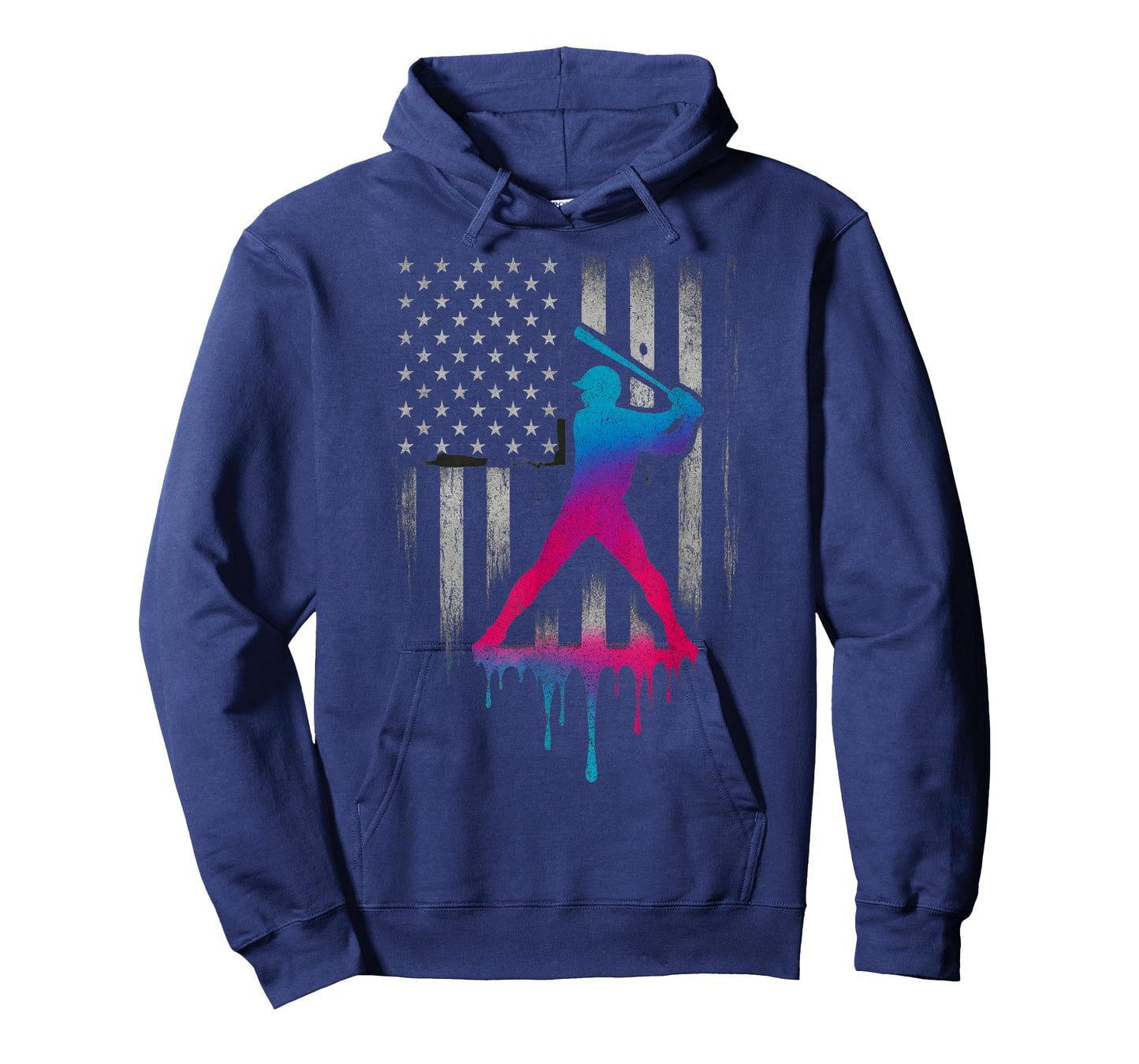 American USA Flag Baseball 101 Ice Cream Baseball Drip T-Shirt