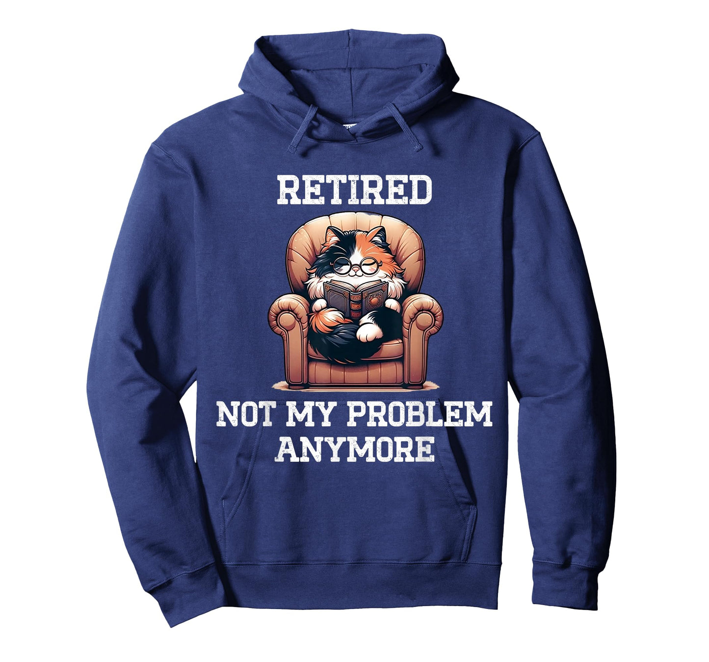 Funny Retired Cat Reading Not My Problem Anymore Retirement T-Shirt, Small